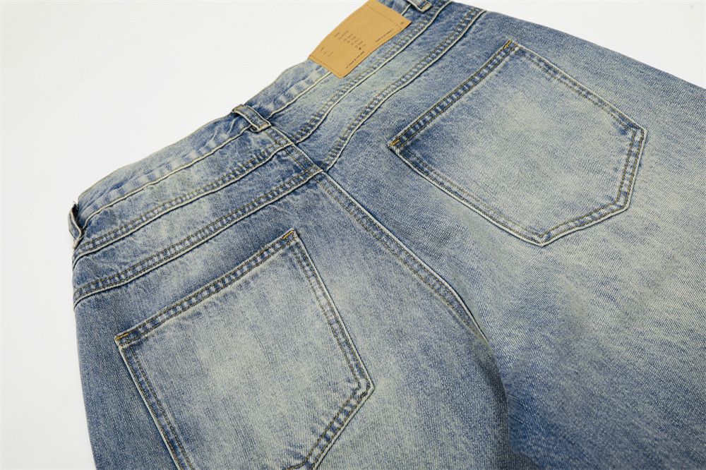 Jean Men's retro American washed distressed straight jeans Size US 32 / EU 48 - 4 Thumbnail