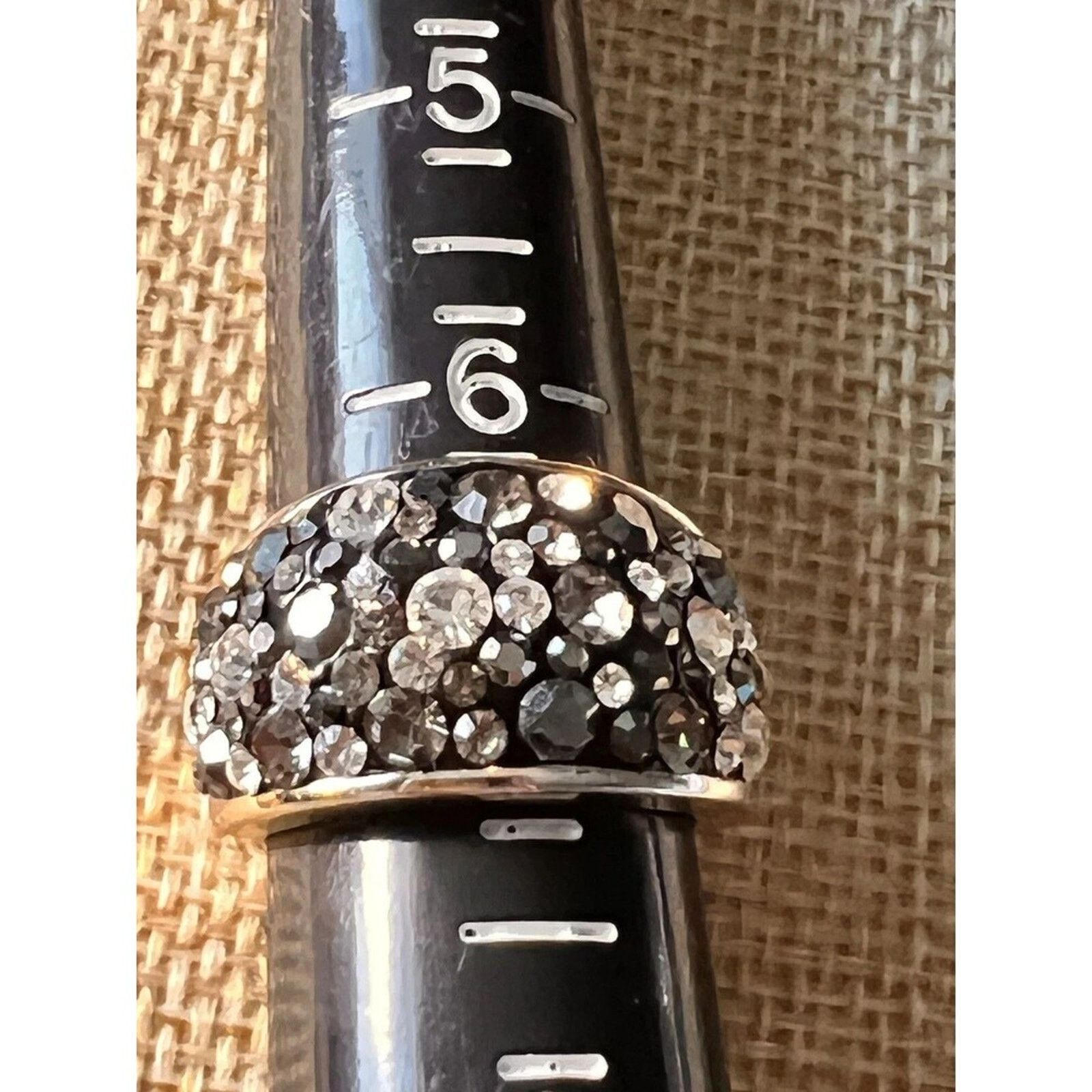 Other JMC Brass Rose Gold Rhinestone Bubble Ring White/Black 6.3/4 Size ONE SIZE - 2 Thumbnail
