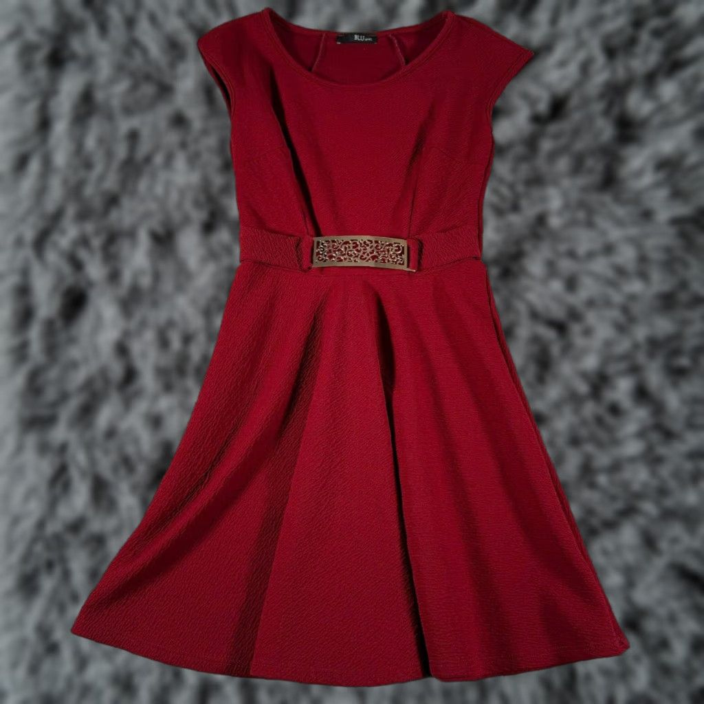 Vintage VINTAGE Blu Seven Dress 60s 80s Fit & Flare Cap Sleeve Short Sleeve Red Size S Women Party USA Women Size S / US 4 / IT 40 - 1 Thumbnail