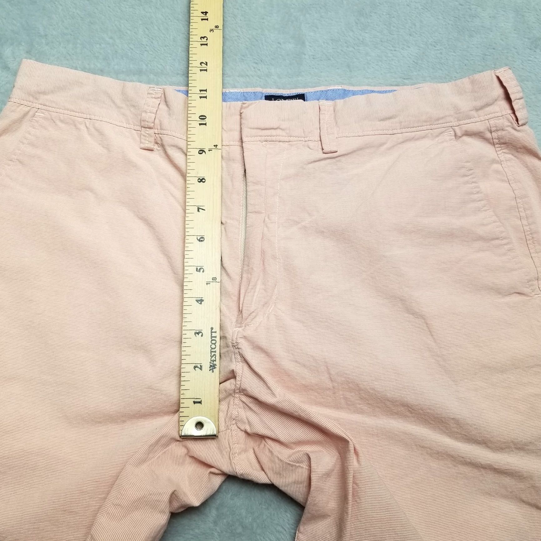 J.Crew J.CREW Shorts Mens 33 Pink Striped Gramercy 100% Cotton Chino Bermuda Flat Front Shirt Beach Casual Travel Mens Size US 33 - 6 Thumbnail