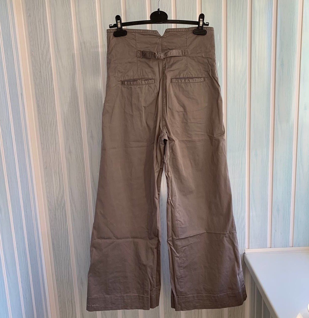 Cop Copine Vintage Cop Copine Gray Cotton Geometric Fit Flare Trousers Size 27" / US 4 / IT 40 - 3 Thumbnail