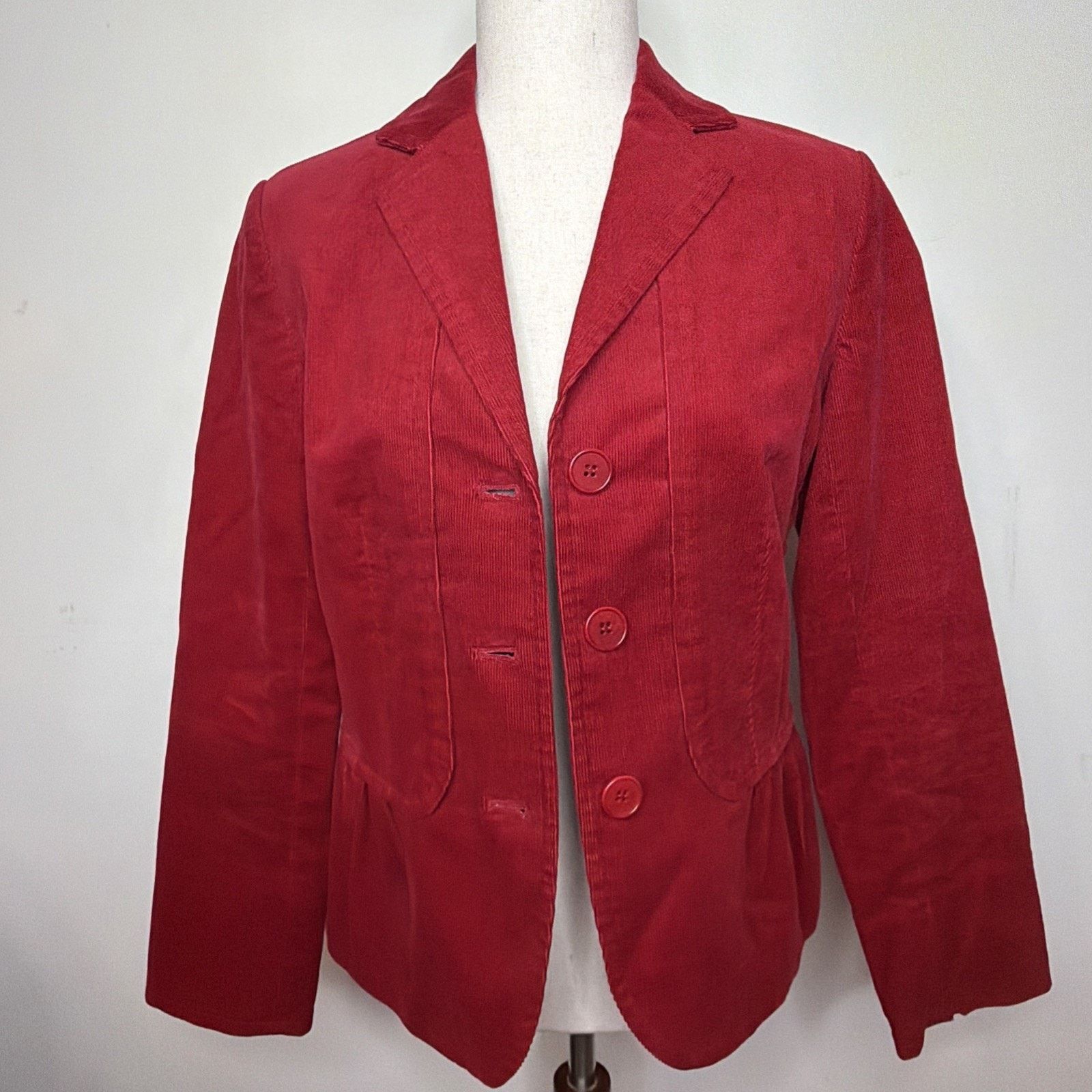 Talbots Talbots Women's 6 Corduroy Jacket Lined Stretch Deep RED Size M / US 6-8 / IT 42-44 - 6 Thumbnail