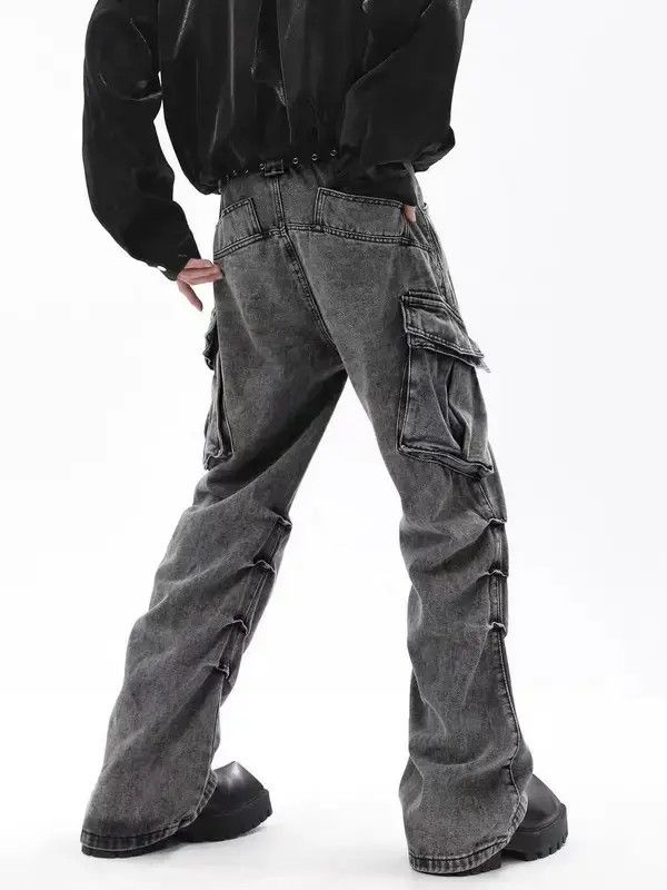 Japanese Brand VIBE Retro washed distressed stacked cargo jeans Size US 32 / EU 48 - 3 Thumbnail