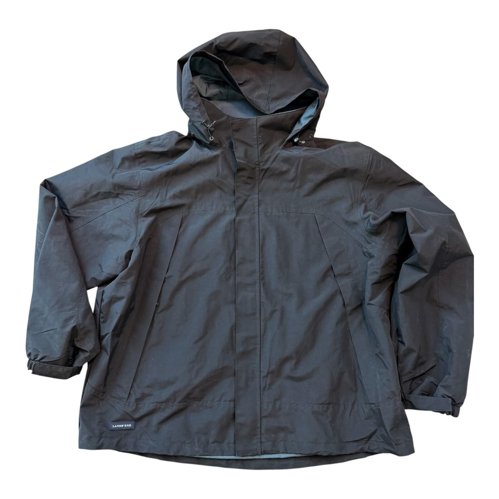 Lands' End Lands' End Men's Black Nylon Hooded Jacket Size XXL Size US XXL / EU 58 / 5 - 1 Thumbnail