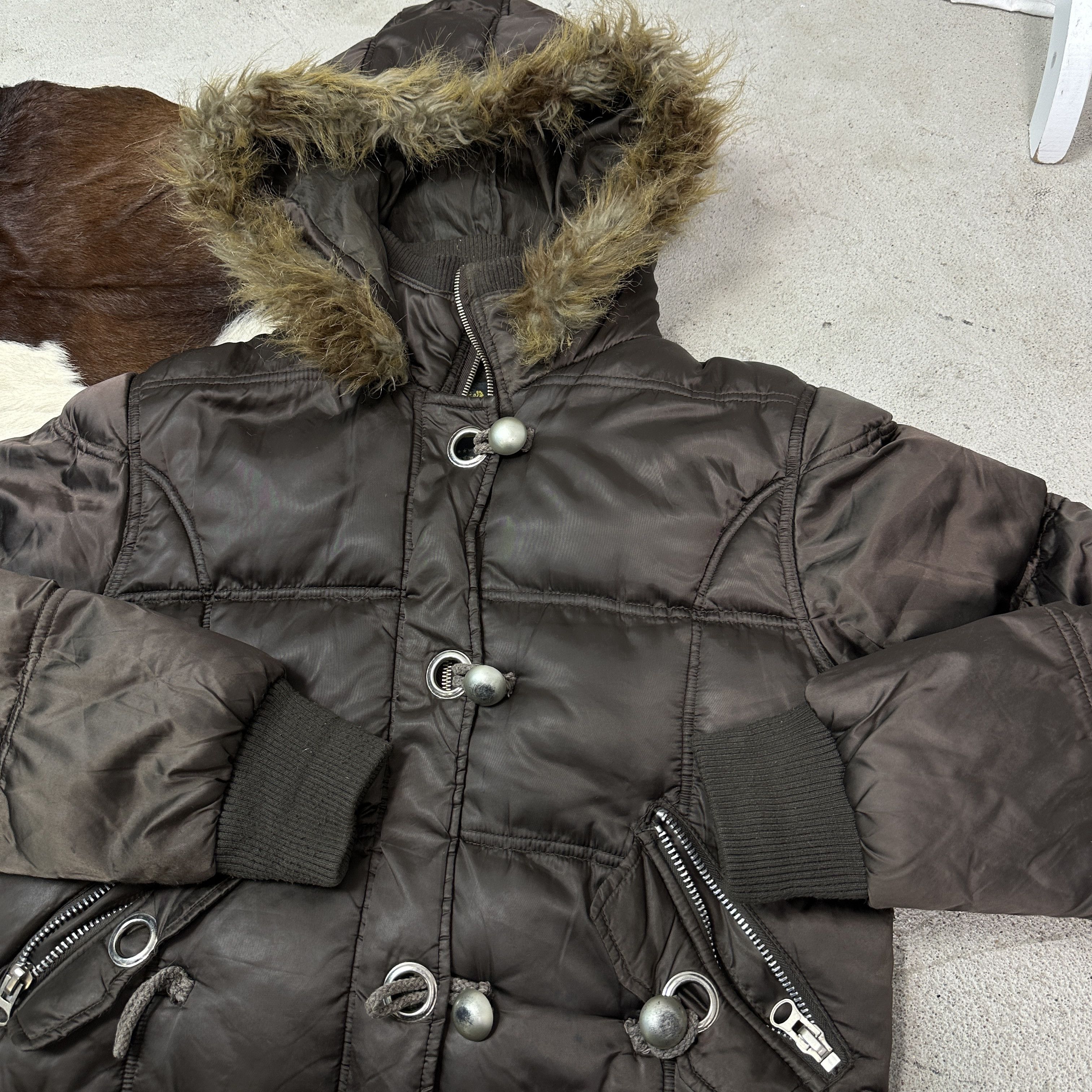 Vintage Vintage Outdoor Puffer Brown Hooded Down Jacket Y2K Size L / US 10 / IT 46 - 3 Thumbnail