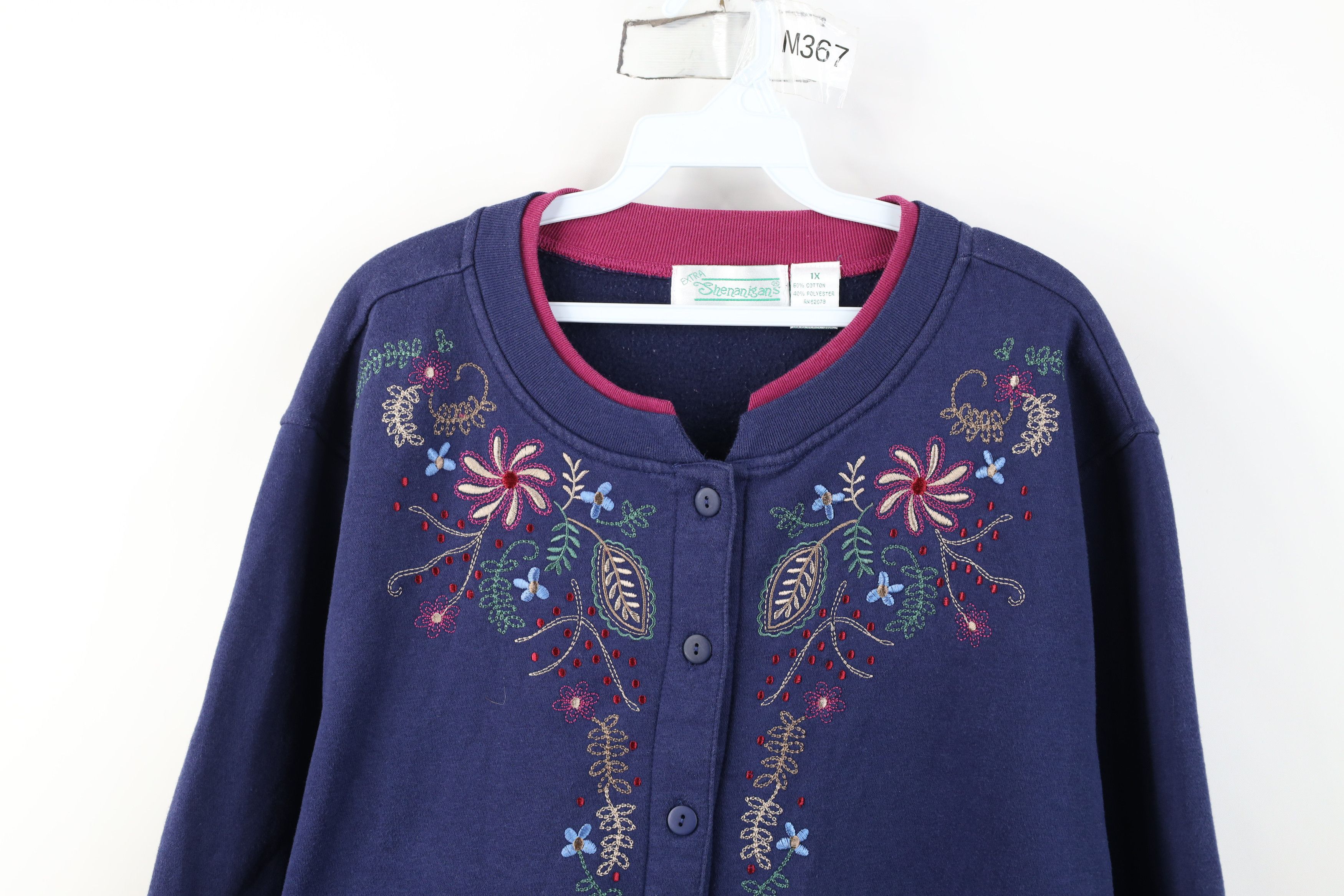 Vintage Vintage 90s Streetwear Embroidered Cardigan Sweatshirt Size XL / US 12-14 / IT 48-50 - 2 Thumbnail