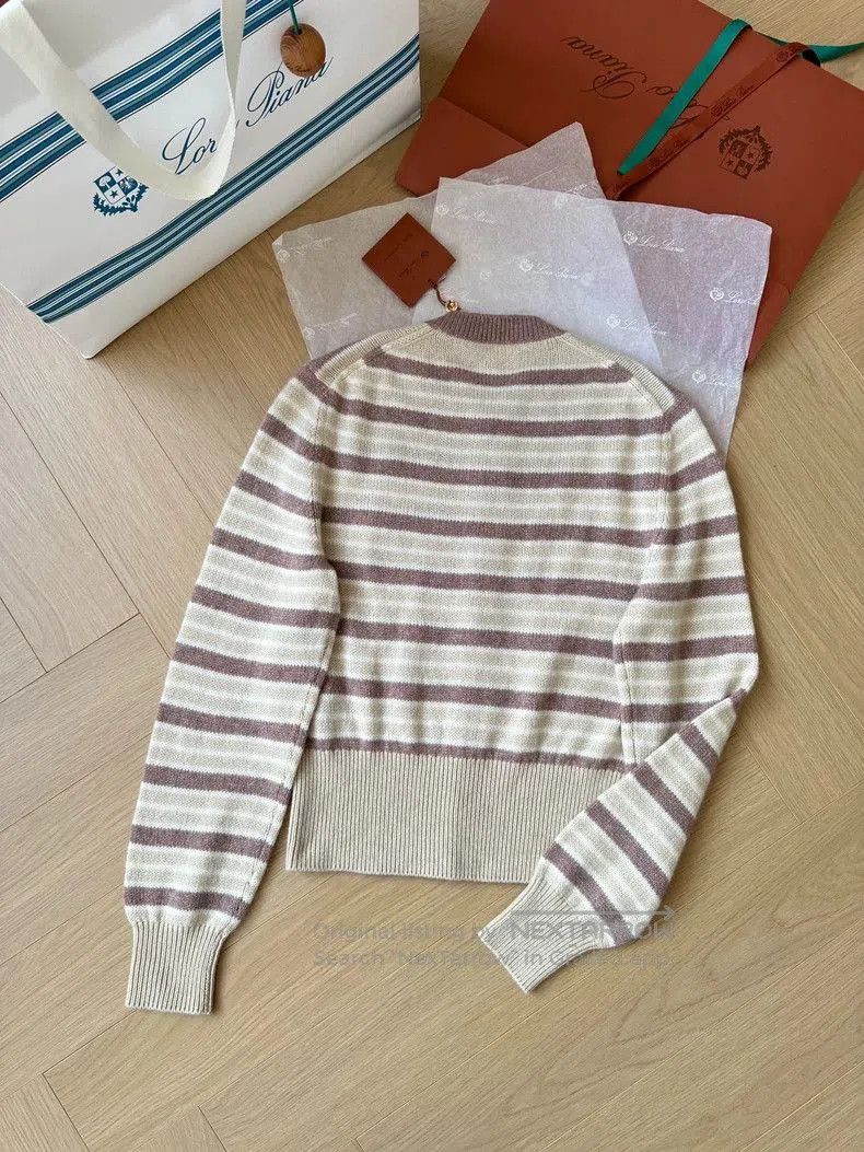Loro Piana Loropiana Fobello Striped Cashmere Cardigan. Size US M / EU 48-50 / 2 - 4 Thumbnail