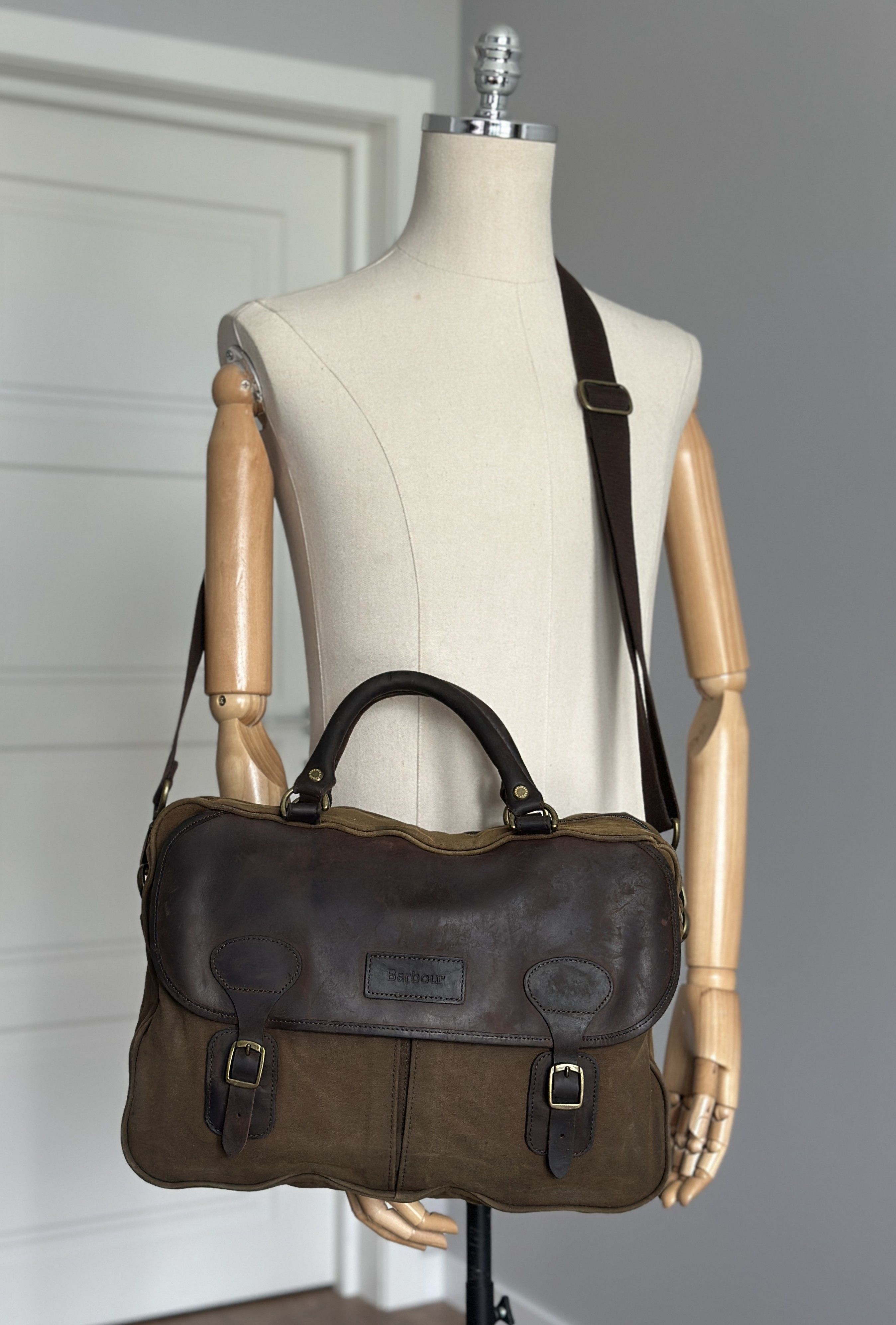Waxed Cotton Barbour Briefcase Bag BARBOUR Wax Leather Briefcase 