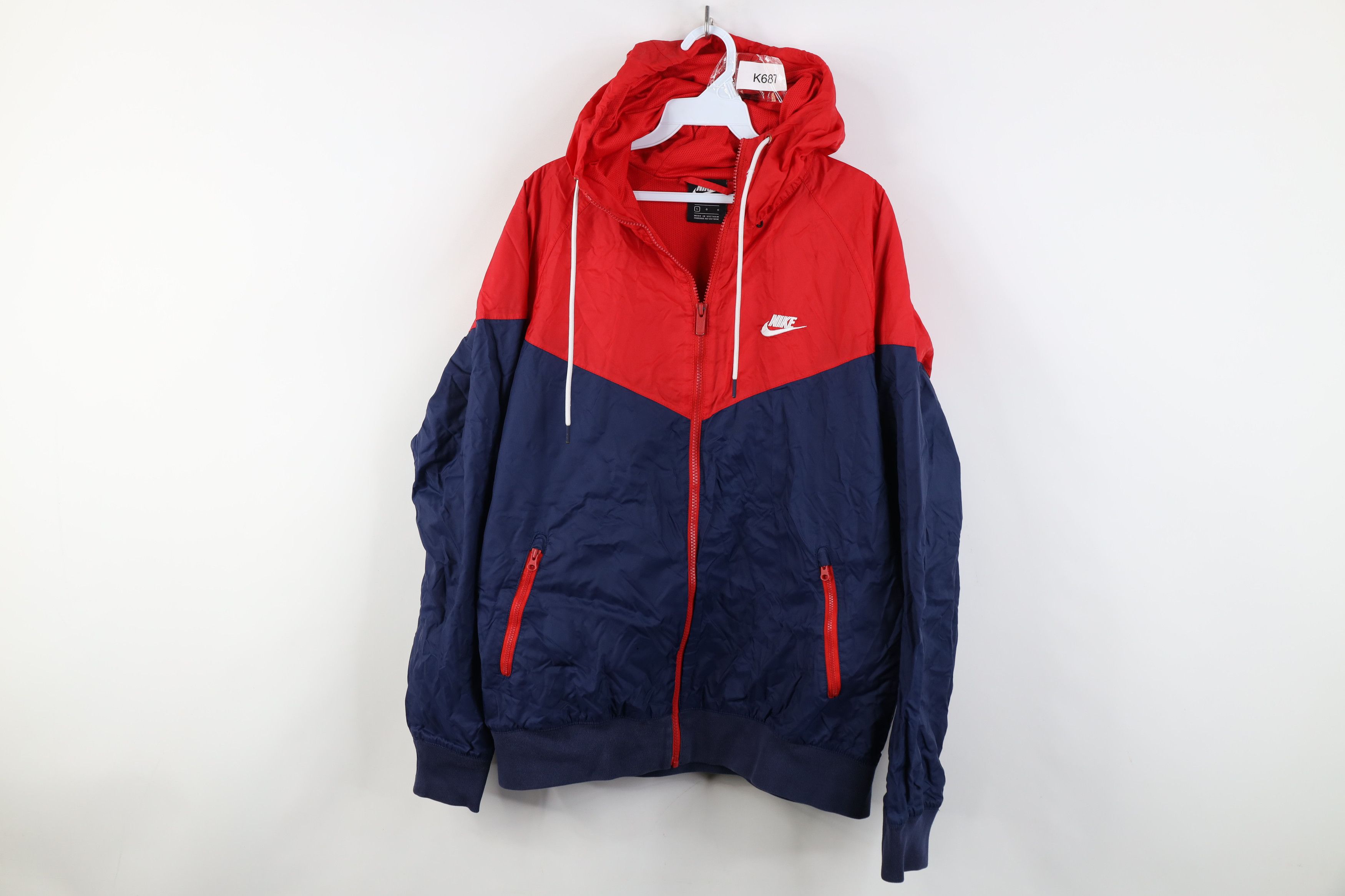 Nike Nike Block Hooded Windrunner Windbreaker Jacket Red Blue Size US L / EU 52-54 / 3 - 1 Thumbnail