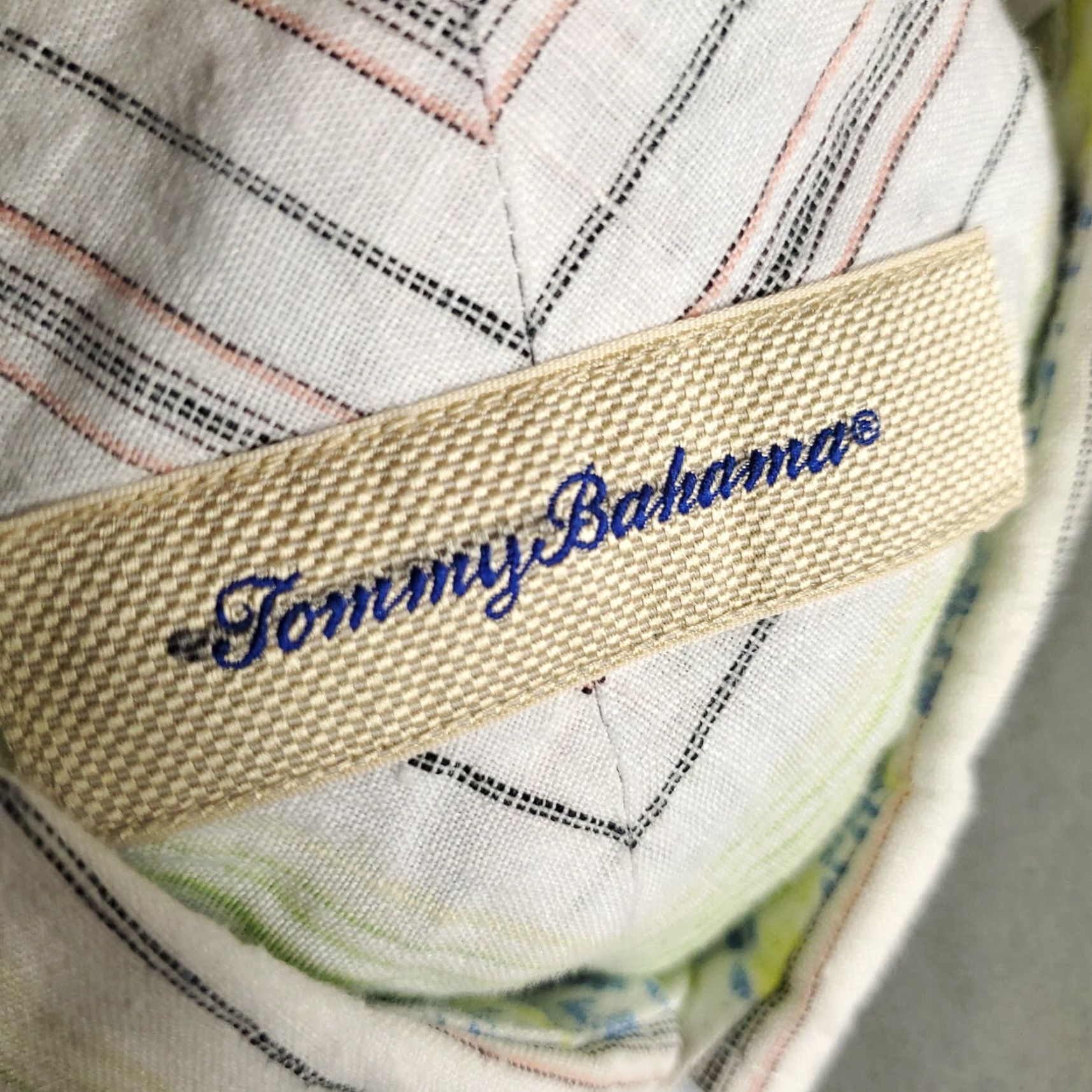 Tommy Bahama VINTAGE Tommy Bahama Shirt Men Medium Blue Green Striped Linen Button-Up Long Sleeve Size US M / EU 48-50 / 2 - 7 Thumbnail