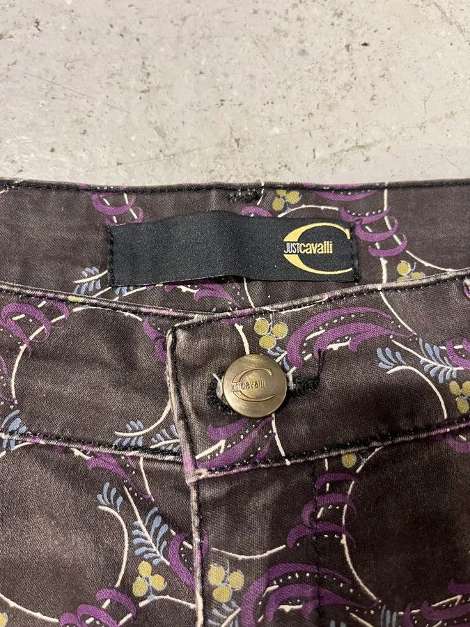 Just Cavalli 2000s Cavalli Purple Flowers Two Tone Pants Size 25" / US 0 / IT 36 - 9 Thumbnail