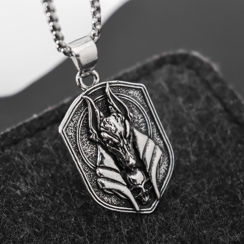 Vintage Retro Egyptian Anubis Wolf Head Necklace Size ONE SIZE - 4 Thumbnail