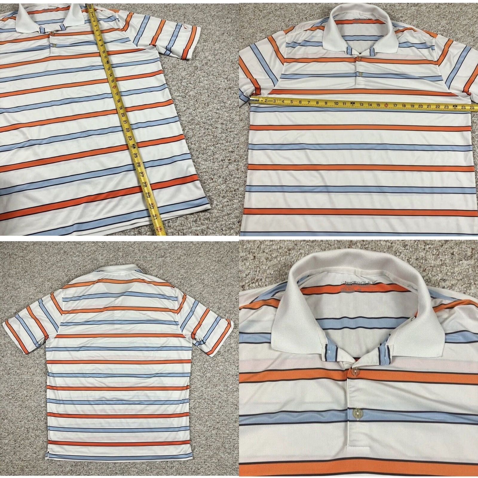 Nike Nike Golf Polo Shirt Mens XL White Striped Short Sleeve Casual Polo Shirt Size US XL / EU 56 / 4 - 8 Thumbnail