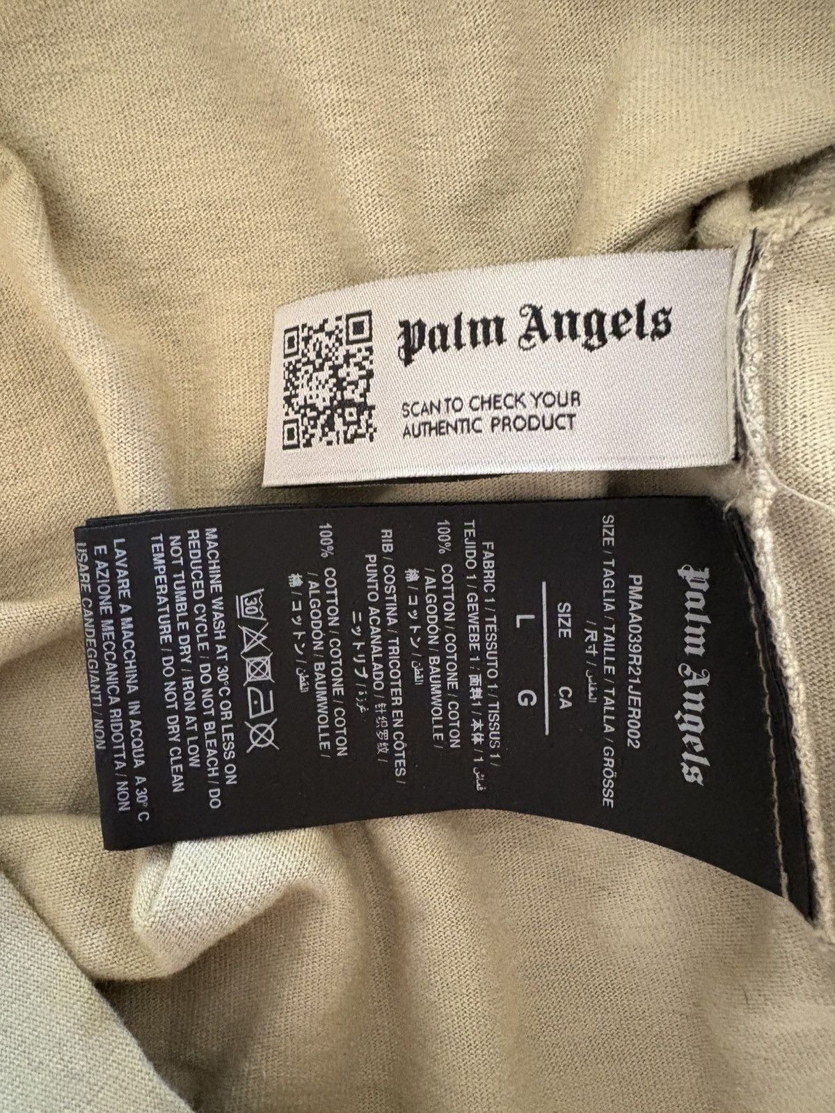 Palm Angels Broken logo panelled tee green / beige Size US L / EU 52-54 / 3 - 3 Thumbnail