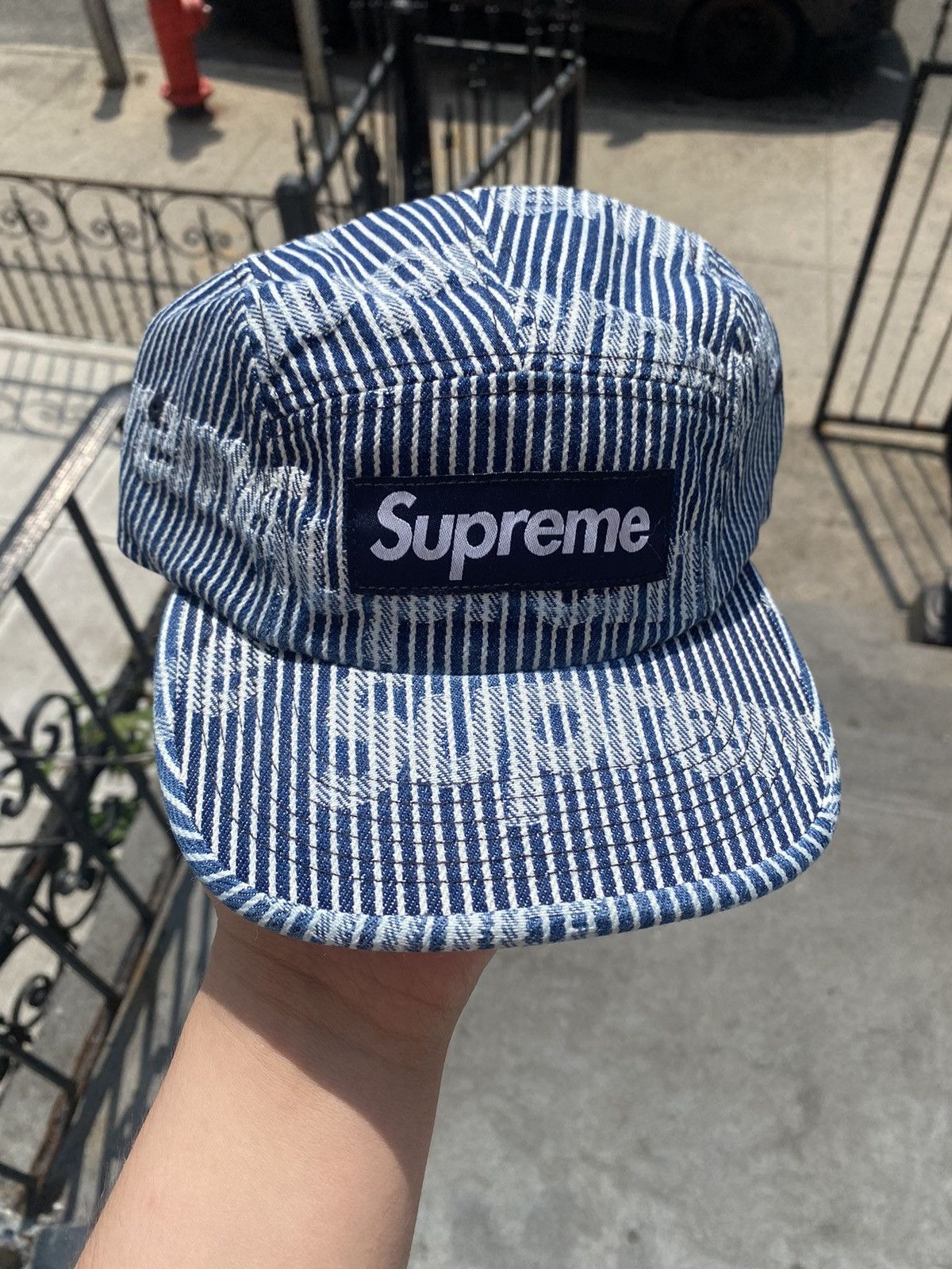 Supreme Supreme Denim Camp Cap Strip (SS24) | Grailed