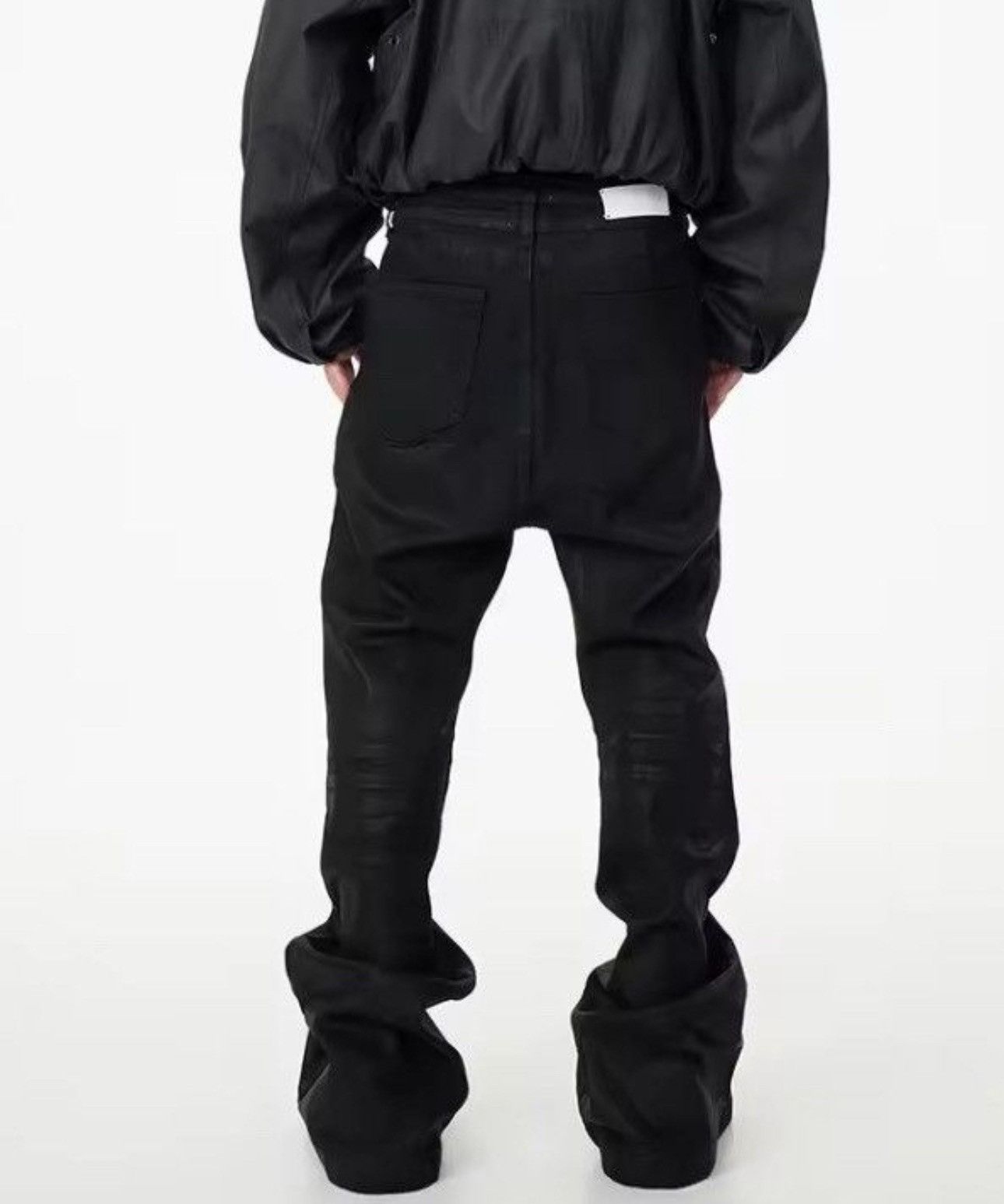 Japanese Brand × Jean Vinyl Coated Crease Denim Flared Jeans Size US 33 - 2 Thumbnail
