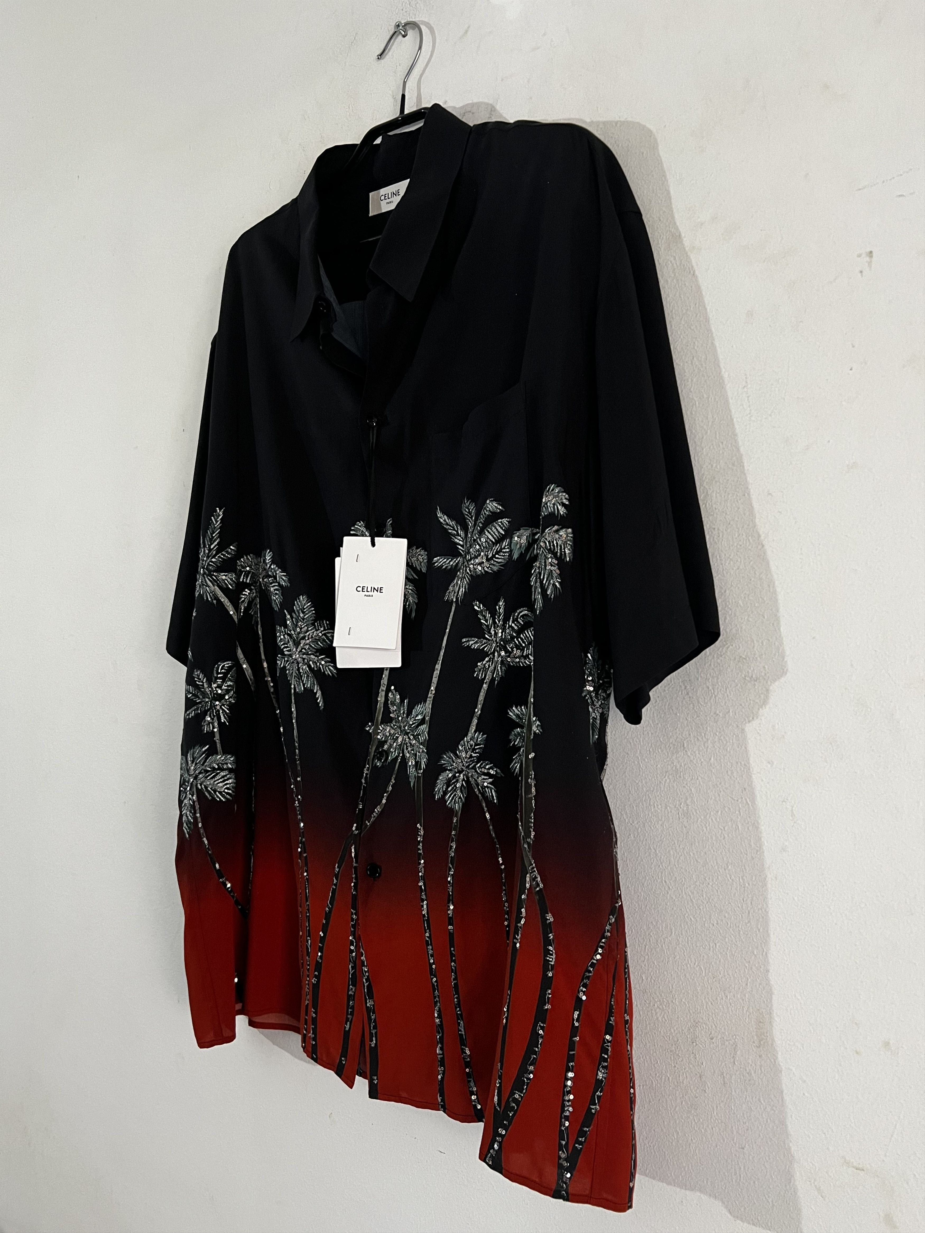 Celine × Hedi Slimane Palm Embroidered Short Sleeved Shirt Size US M / EU 48-50 / 2 - 3 Thumbnail