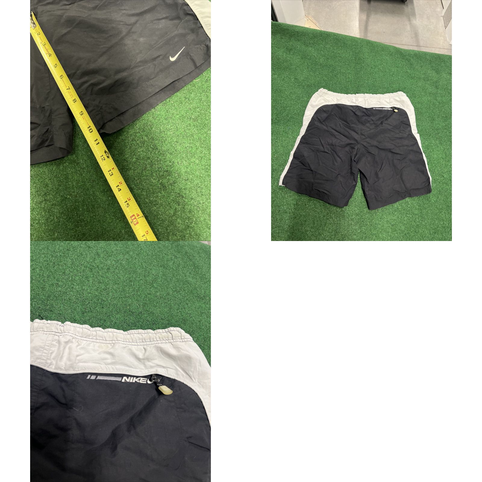 Nike Vintage Y2K Nike Mens Black Swim Shorts Trunks Large Spell Out Gray Swoosh Logo Size US 33 - 8 Thumbnail