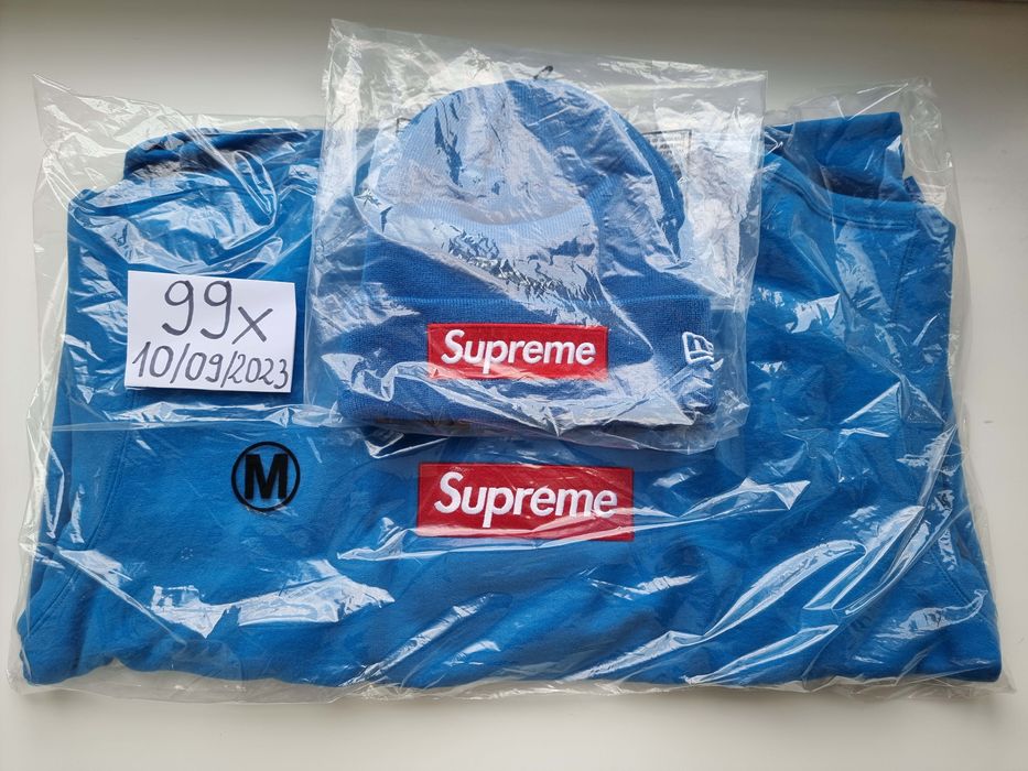 Supreme Supreme Box Logo Crewneck & Beanie Blue FW22 New DS Medium