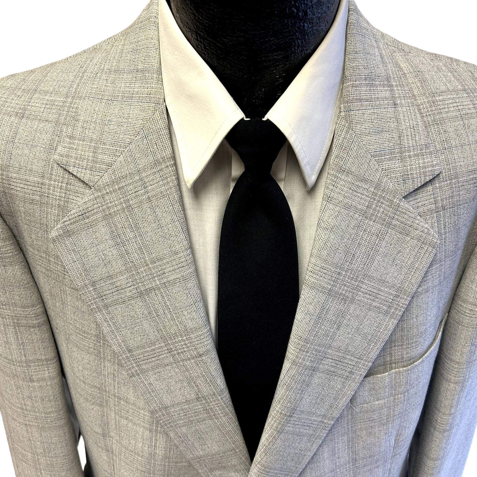 70's House of Pimlico MOD Gray Blue OVERCHECK Wool Suit 42 L