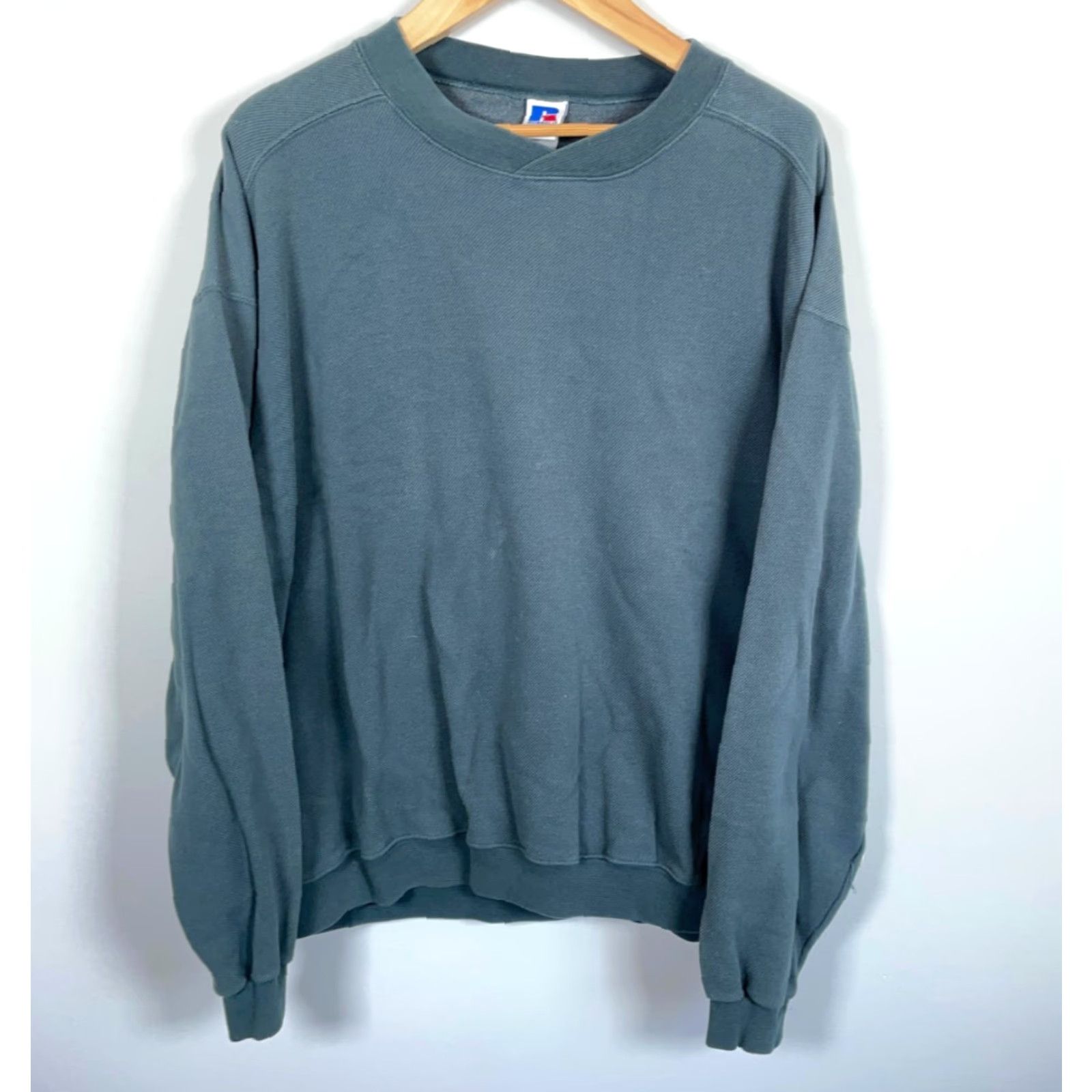 Russell Athletic VINTAGE Russell Athletic Sweatshirt Pullover Crew Neck Long Sleeve Solid Green Adult XL Men 90s Retro Size US XL / EU 56 / 4 - 2 Thumbnail