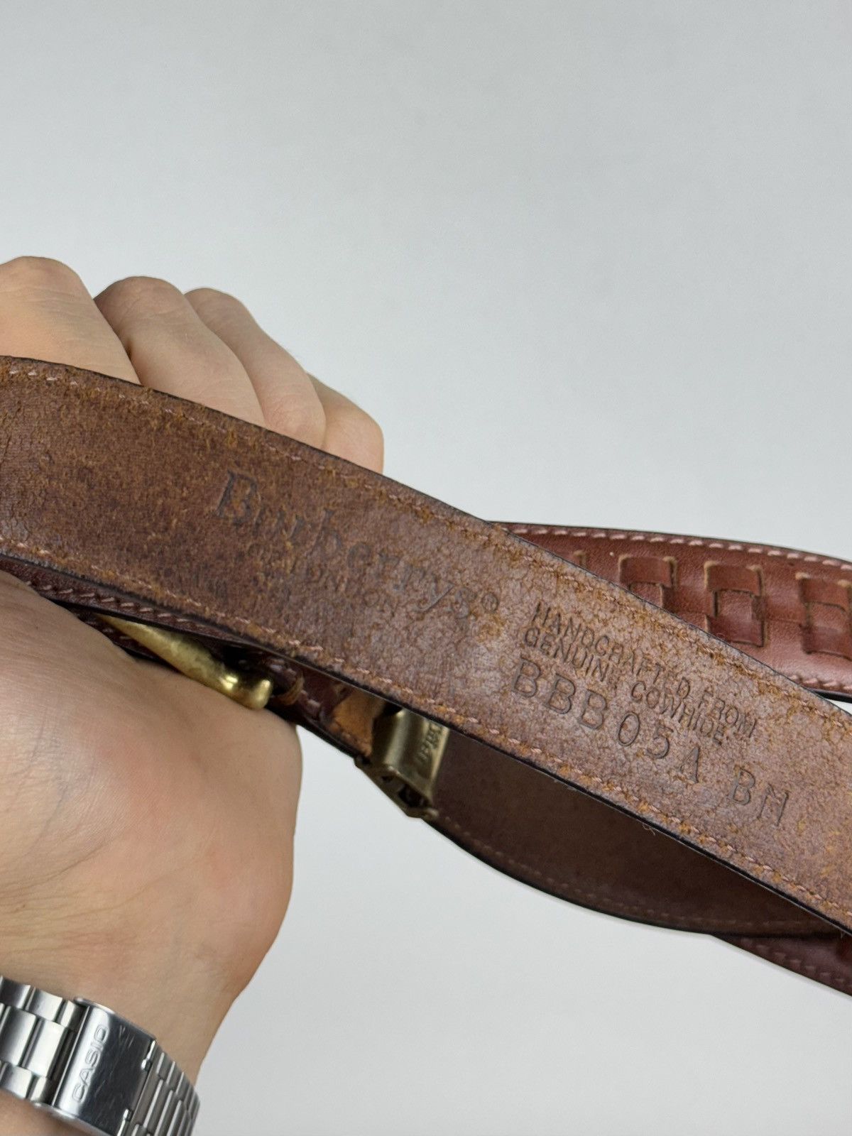 Burberry × Leather Leather belt Burberry y2k original luxury casual item Size ONE SIZE - 4 Thumbnail