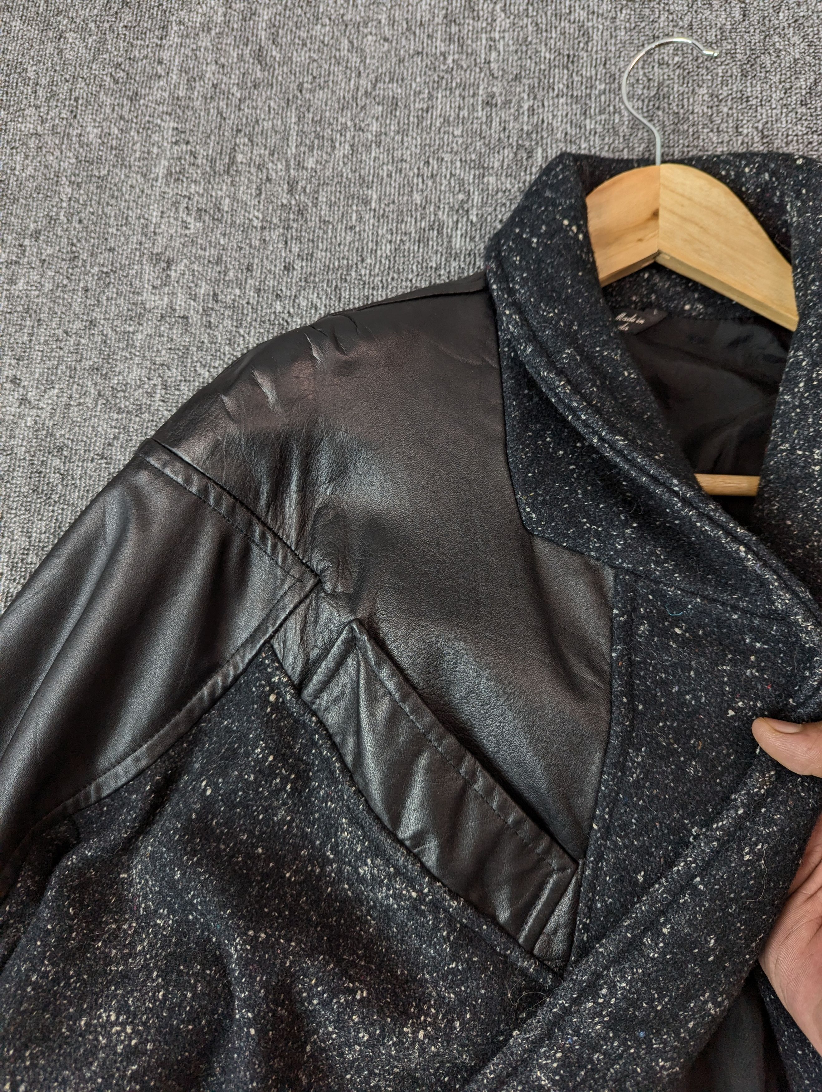 Designer × Vintage Vintage 80s ADA Paris Leather And Tweed Wool Coat Jacket Size US L / EU 52-54 / 3 - 11 Thumbnail