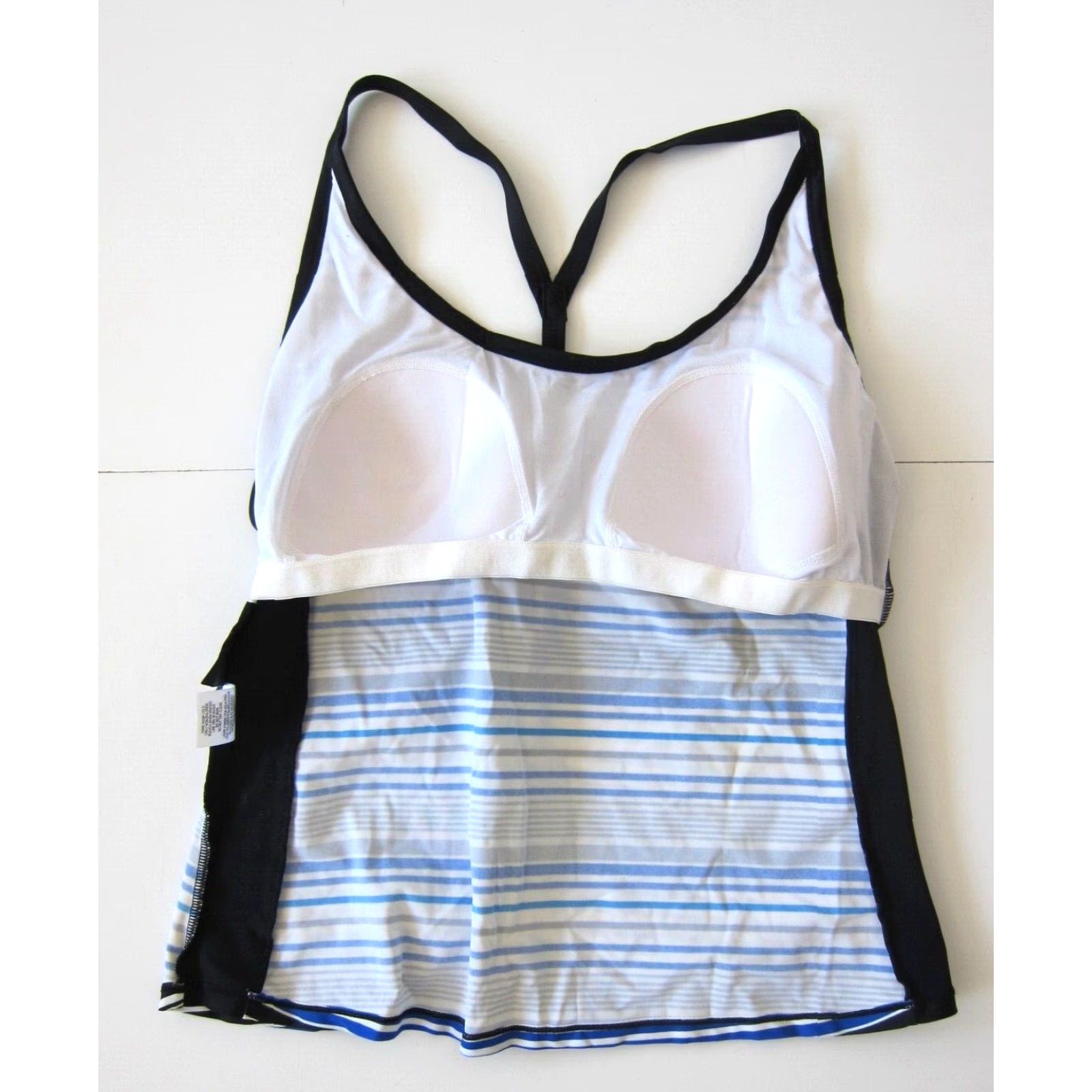 Vintage Athletech Tankini Swim Top Striped Racerback Built In Bra Blue White 18 Womens Size XXL / US 16-18 / IT 52-54 - 5 Thumbnail