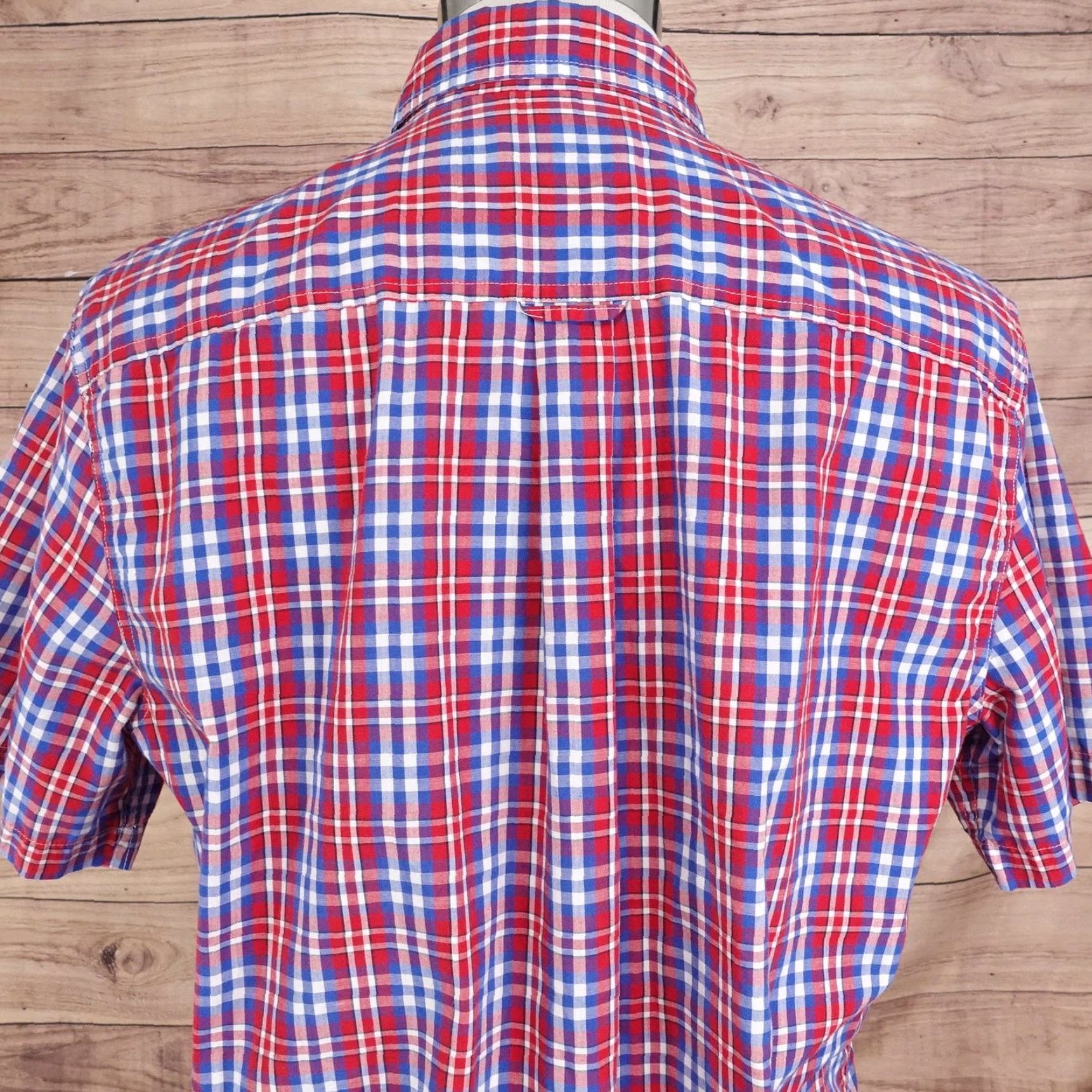 Chaps Chaps Shirt Mens Large Red Blue Plaid Short Sleeve Button Down Easy Care Pocket Shirt Big Crest Embroidered Check 60% cotton 40% polyester N/A? Size US L / EU 52-54 / 3 - 5 Thumbnail