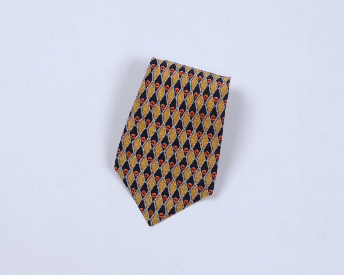 Designer × Vintage × Yves Saint Laurent DIOR Vintage Gold Yellow Geometric Silk Tie Size ONE SIZE - 1 Thumbnail