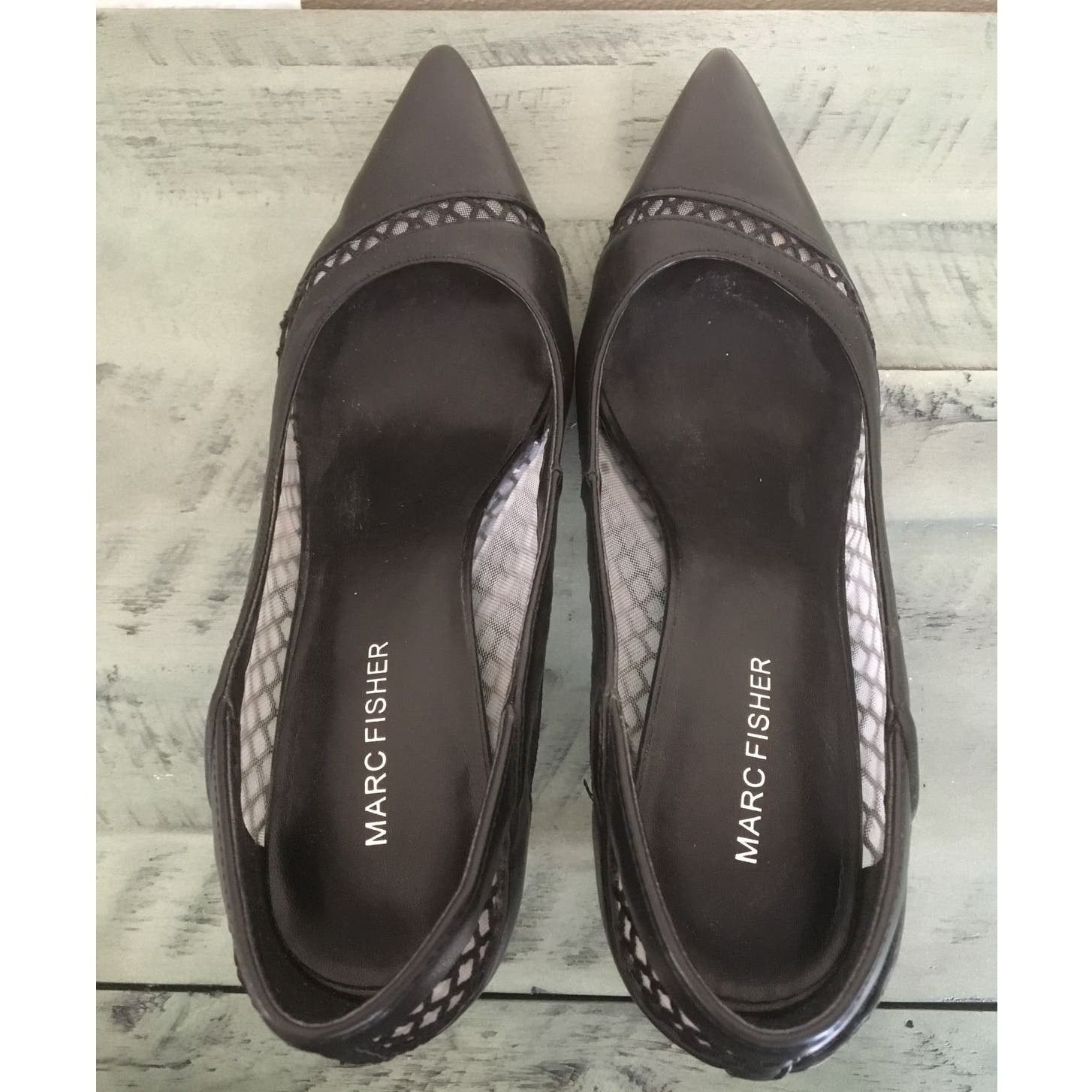 Marc Fisher Marc Fisher Dalta 10M Black Fishnet Inspired Stiletto Heels Size US 10 / IT 40 - 2 Thumbnail