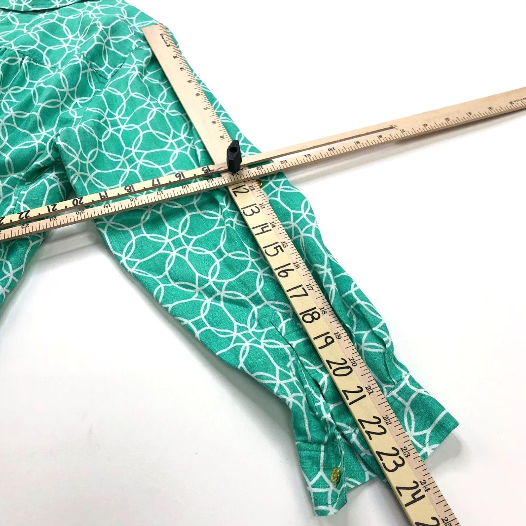 Charter Club Charter Club Green Linen Shirt Luxury Long Sleeve Gold Button 1X Size XL / US 12-14 / IT 48-50 - 7 Thumbnail