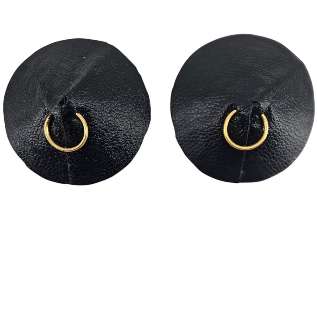 Handmade Black Faux Leather Ring Pasties Edgy and minimalist Size ONE SIZE - 1 Preview