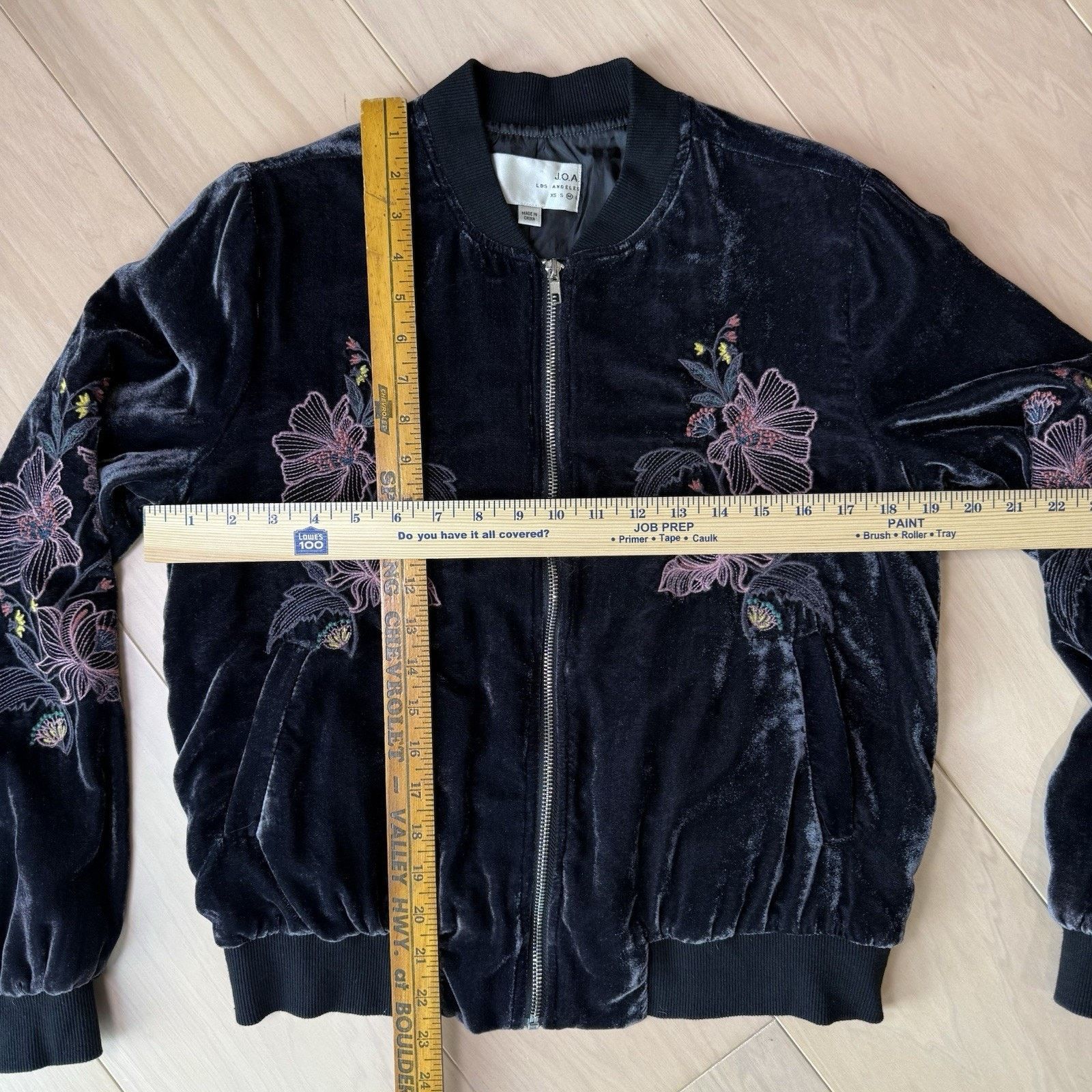 Other JOA Jacket Women's Medium Black Velvet Embroidered Full Zip Size M / US 6-8 / IT 42-44 - 2 Thumbnail