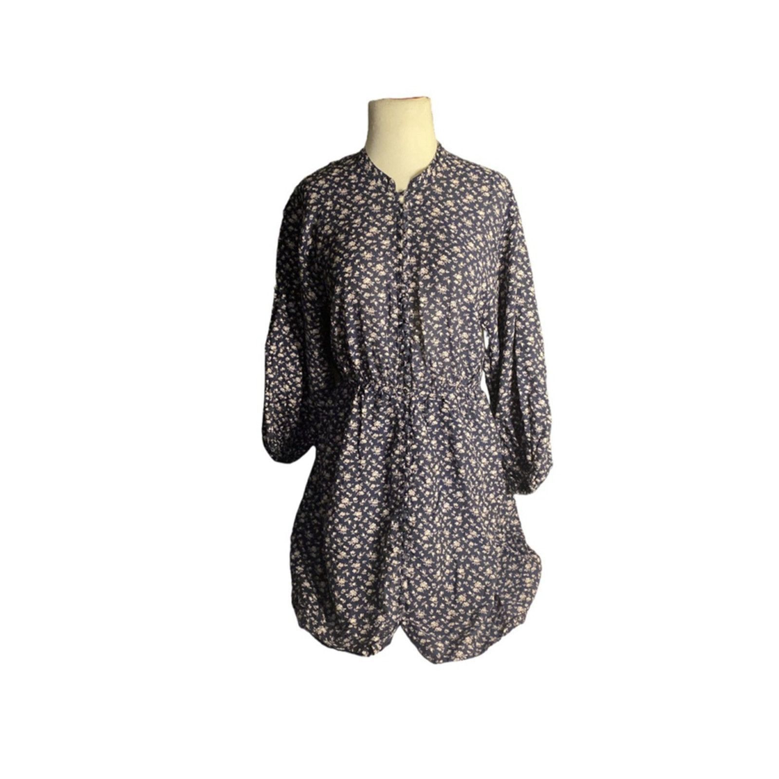 Joie Joie Floral Button Front Mini Dress Cottagecore Boho Navy Size XXS / US 00 / IT 34 - 2 Thumbnail