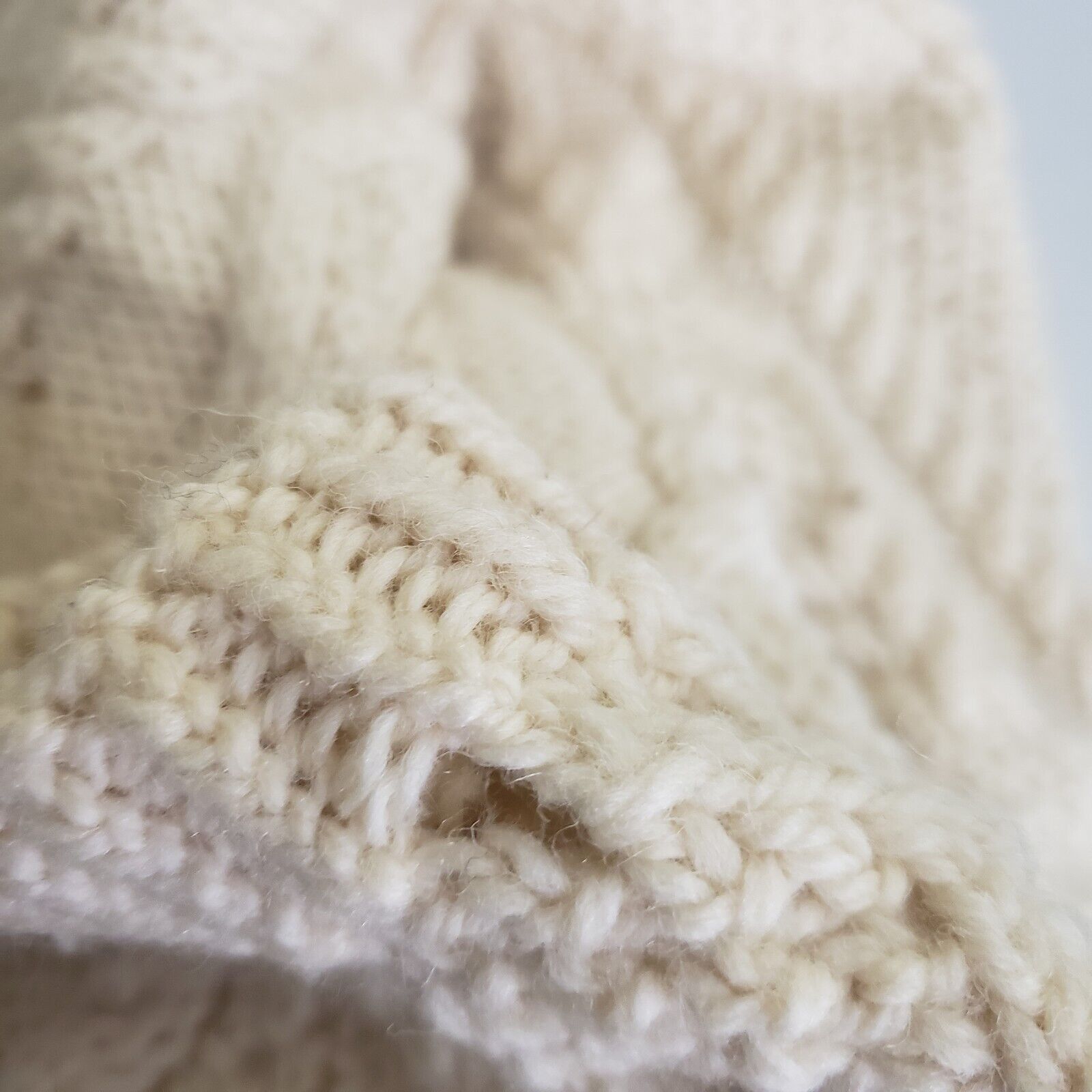 Handmade Vtg Handmade Fisherman Cable Knit Wool Aran Sweater Cream L Size US XL / EU 56 / 4 - 9 Thumbnail