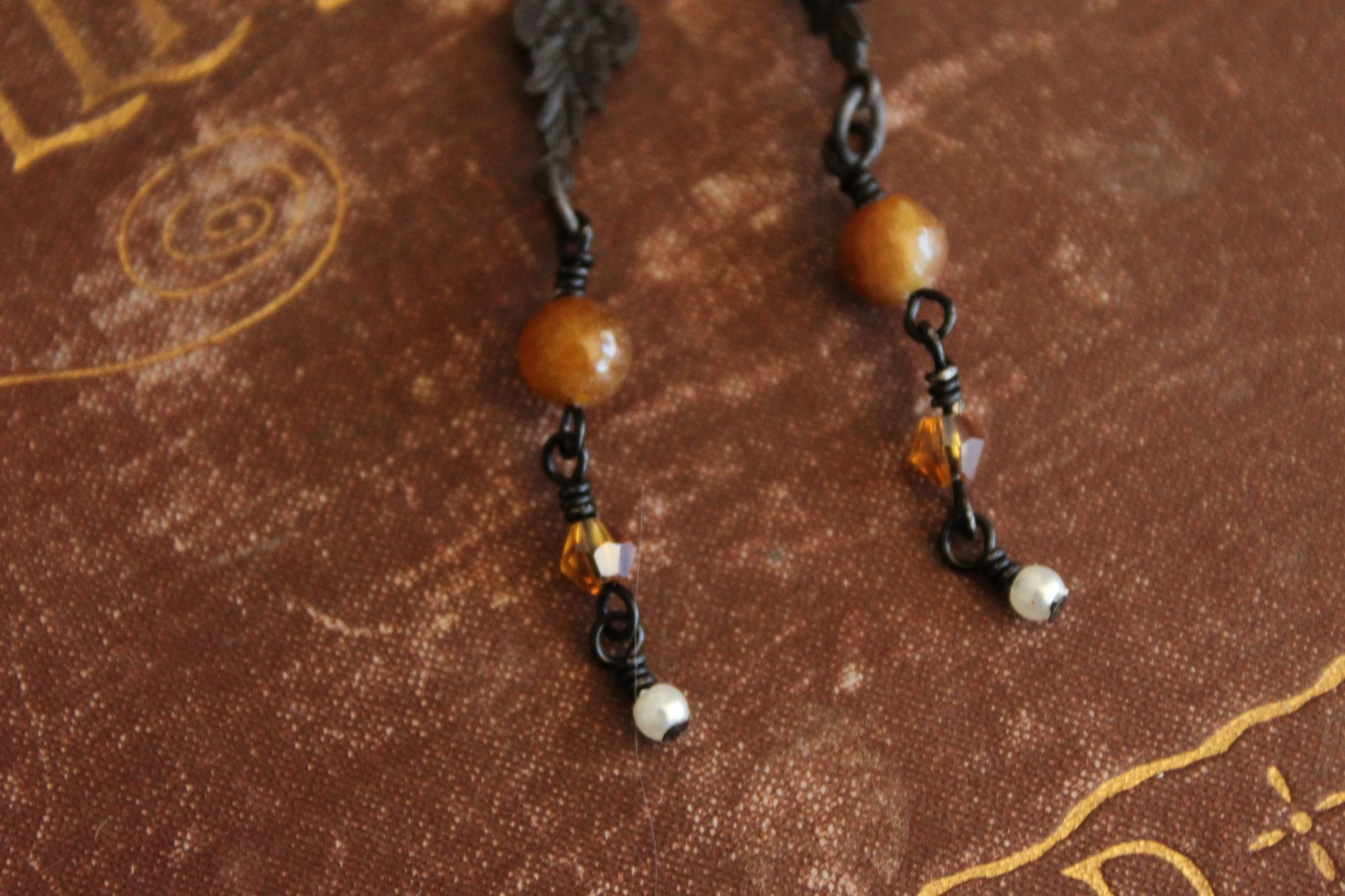 Other Handmade Women's Earrings, Black Metal with Brown Beads and Size ONE SIZE - 4 Thumbnail