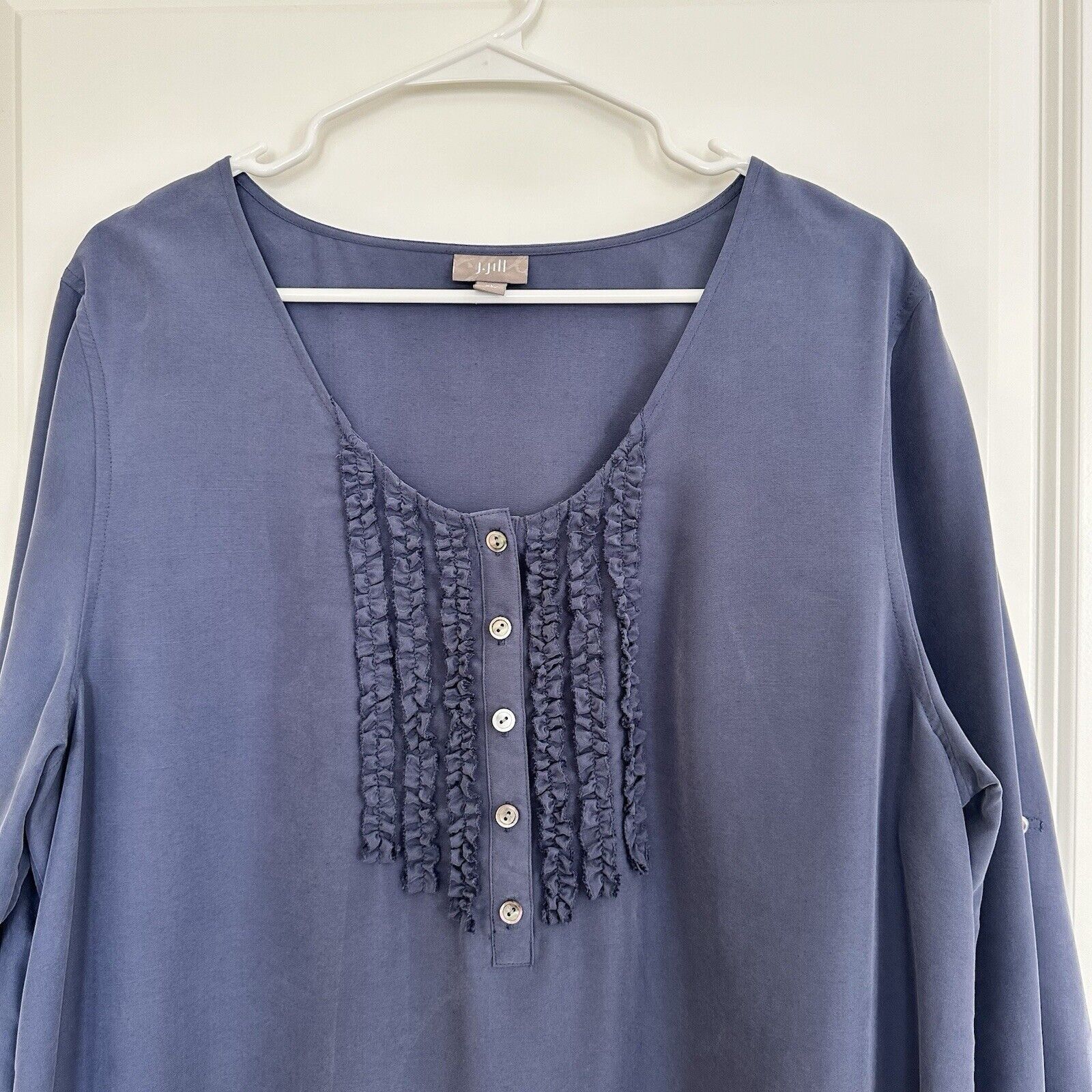 Other J Jill Blue Tunic Shirt Dress Ruffle Accents Size XL Size XL / US 12-14 / IT 48-50 - 2 Thumbnail