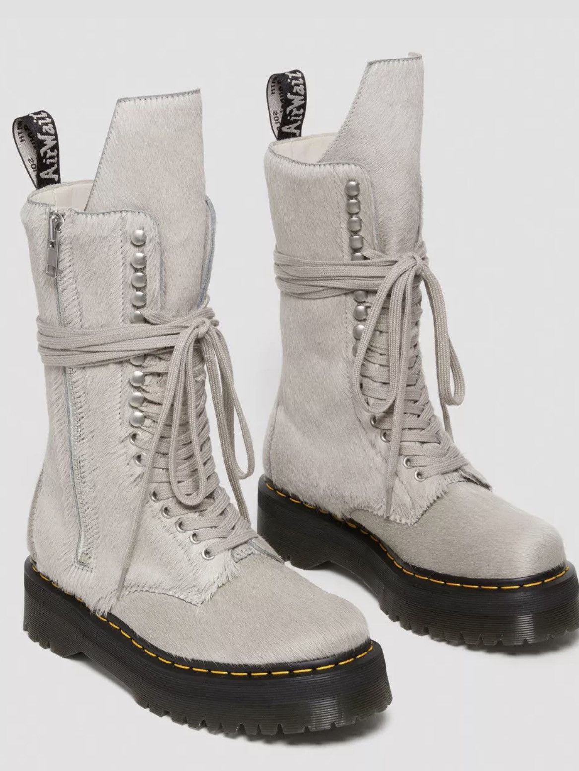Dr. Martens × Rick Owens Rick Owens Dr. Martens Pony Hair Platform Boots *Brand New* Size US 12 / EU 45 - 2 Thumbnail