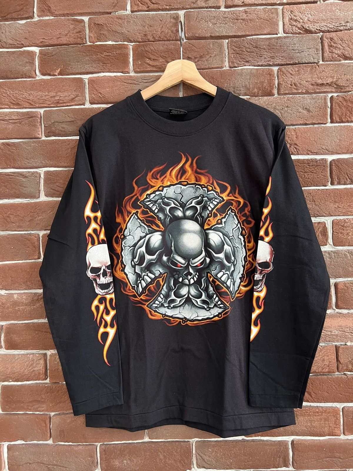 Vintage Vintage 90s Flames Sleeves Longsleeve Hype Streetwear Drip Size US M / EU 48-50 / 2 - 1 Thumbnail