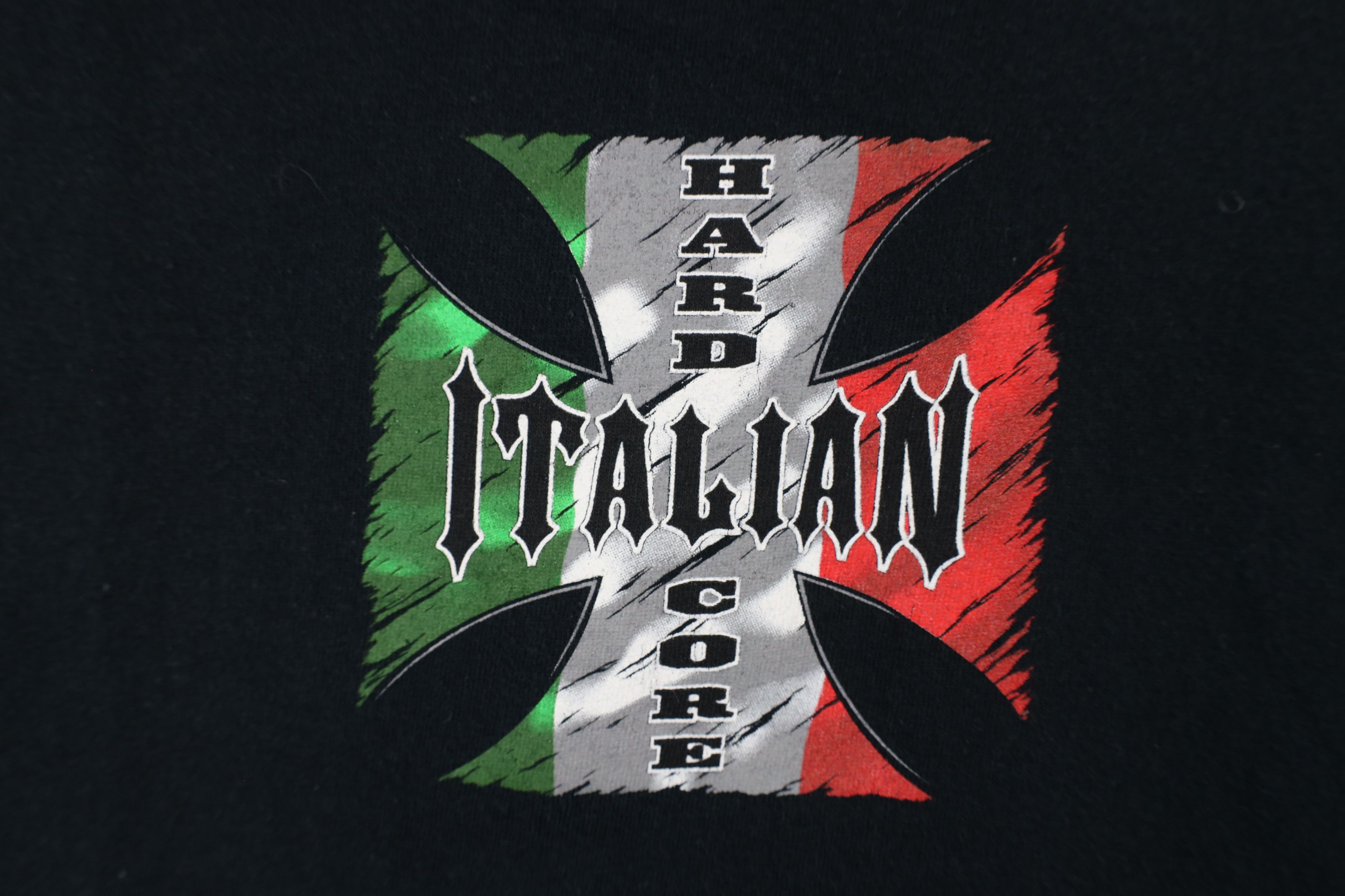 Vintage Vintage 90s Streetwear Cross Italian Hard Core T-Shirt Black Size US XL / EU 56 / 4 - 4 Thumbnail