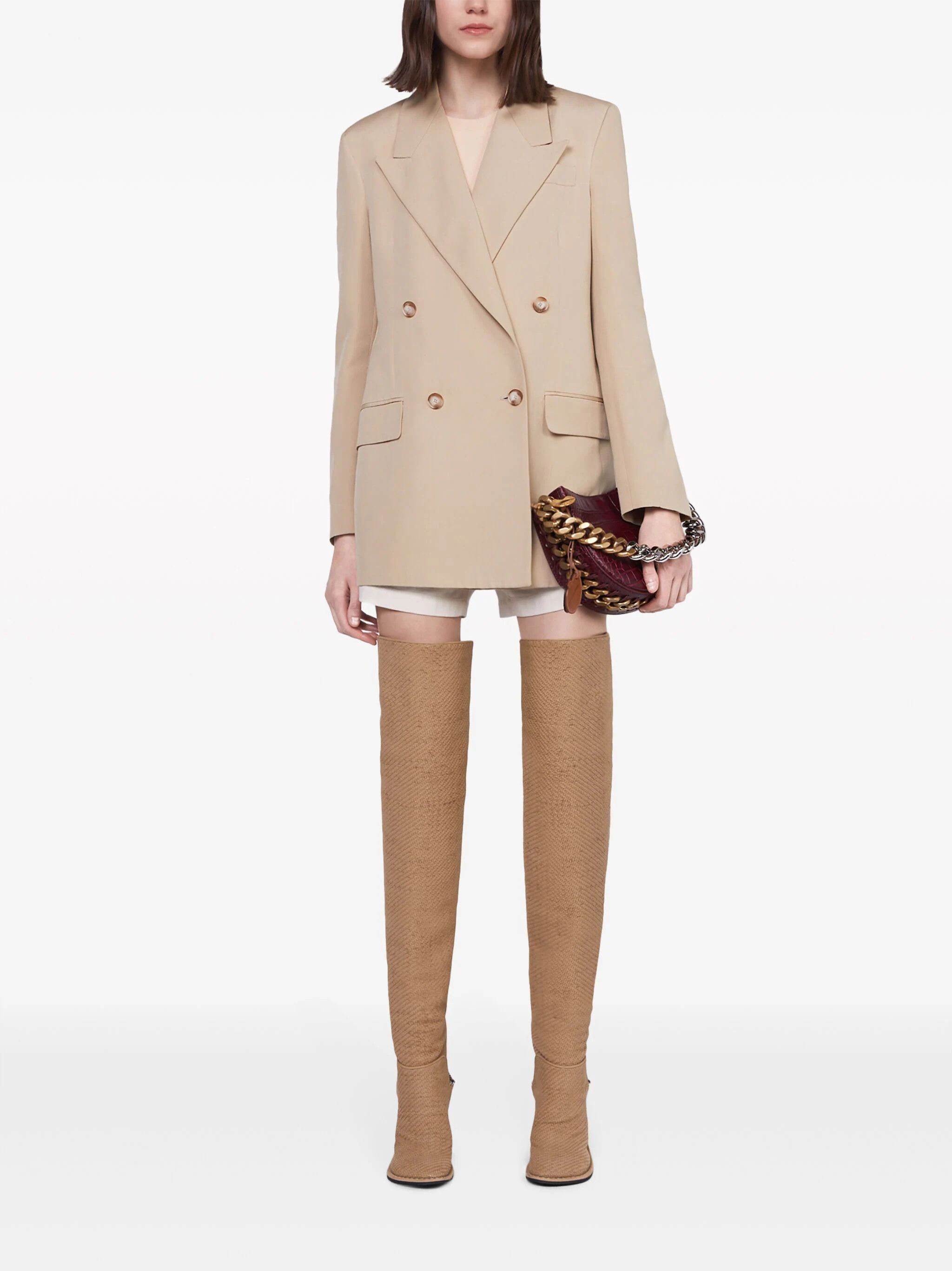 Stella McCartney o1s22i1n1024 Double-Breasted Blazer in Beige Size M / US 6-8 / IT 42-44 - 1 Thumbnail