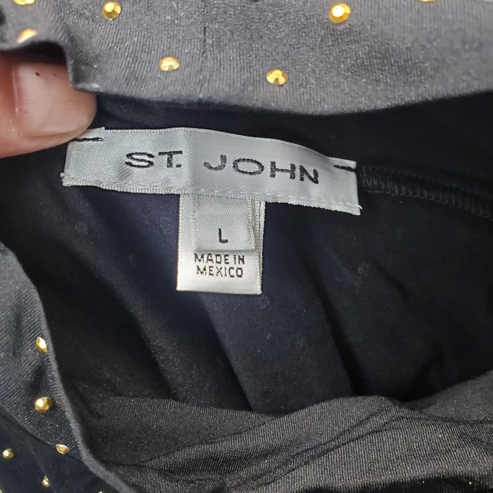 St. John St. John Blouse Womens Size L Beaded Short Sleeve Turtleneck Pullover Black Top Size L / US 10 / IT 46 - 5 Thumbnail