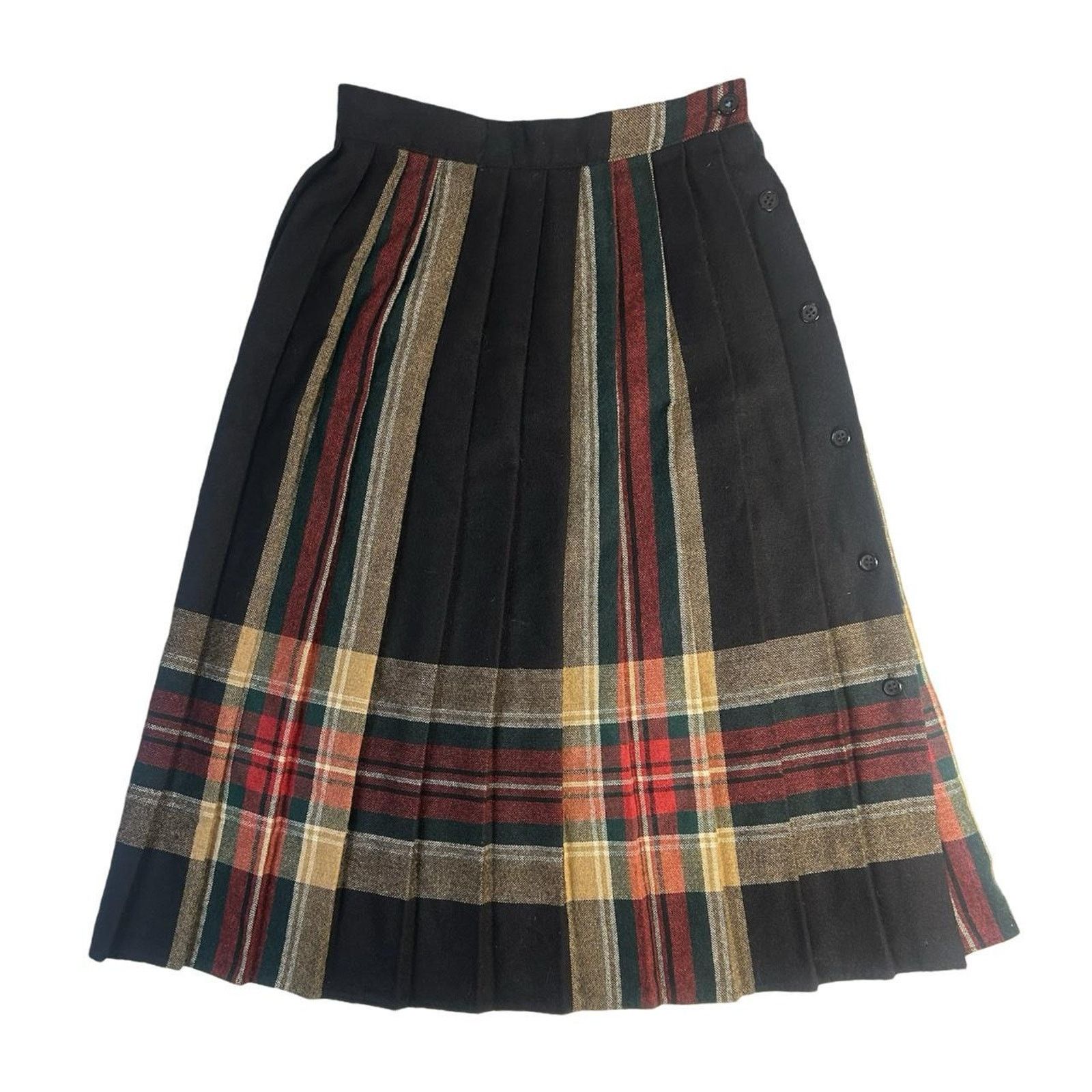 Vintage Vintage plaid schoolgirl skirt 26" waist clyde black red Size 26" / US 2 / IT 38 - 1 Thumbnail