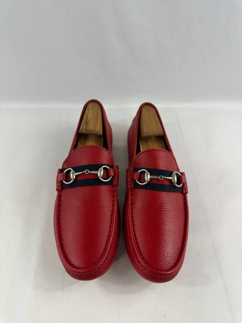 Gucci Gucci Red Leather Web Detail Horsebit Loafers Size US 10 / EU 43 - 5 Thumbnail