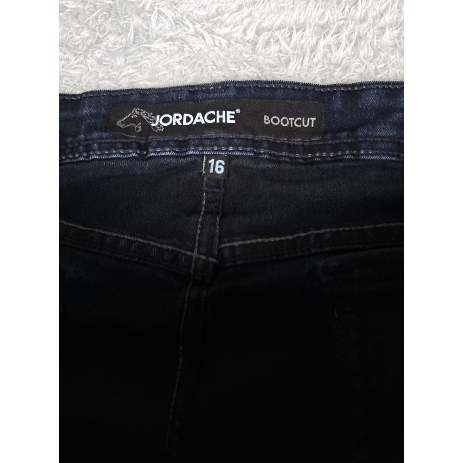 Jordache Jordache Jeans Bootcut Womens 16 Dark Blue Denim Mid Rise Stretch 5-Pocket Embroidered Rhinestone Jeans Womens 16 Vintage No Size 38" / US 16 / IT 52 - 6 Thumbnail