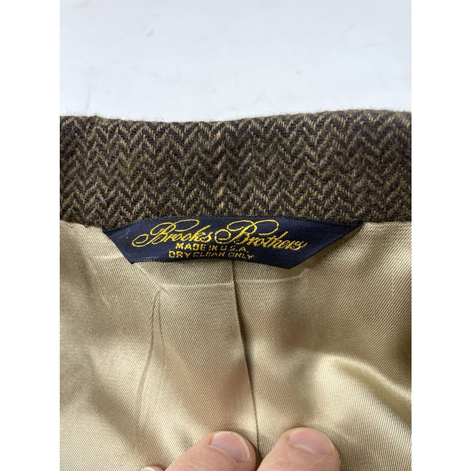 Brooks Brothers Brooks Brothers Blazer Mens 37S Brown Camel Hair Herringbone Check Jacket Coat Size 36R - 4 Thumbnail