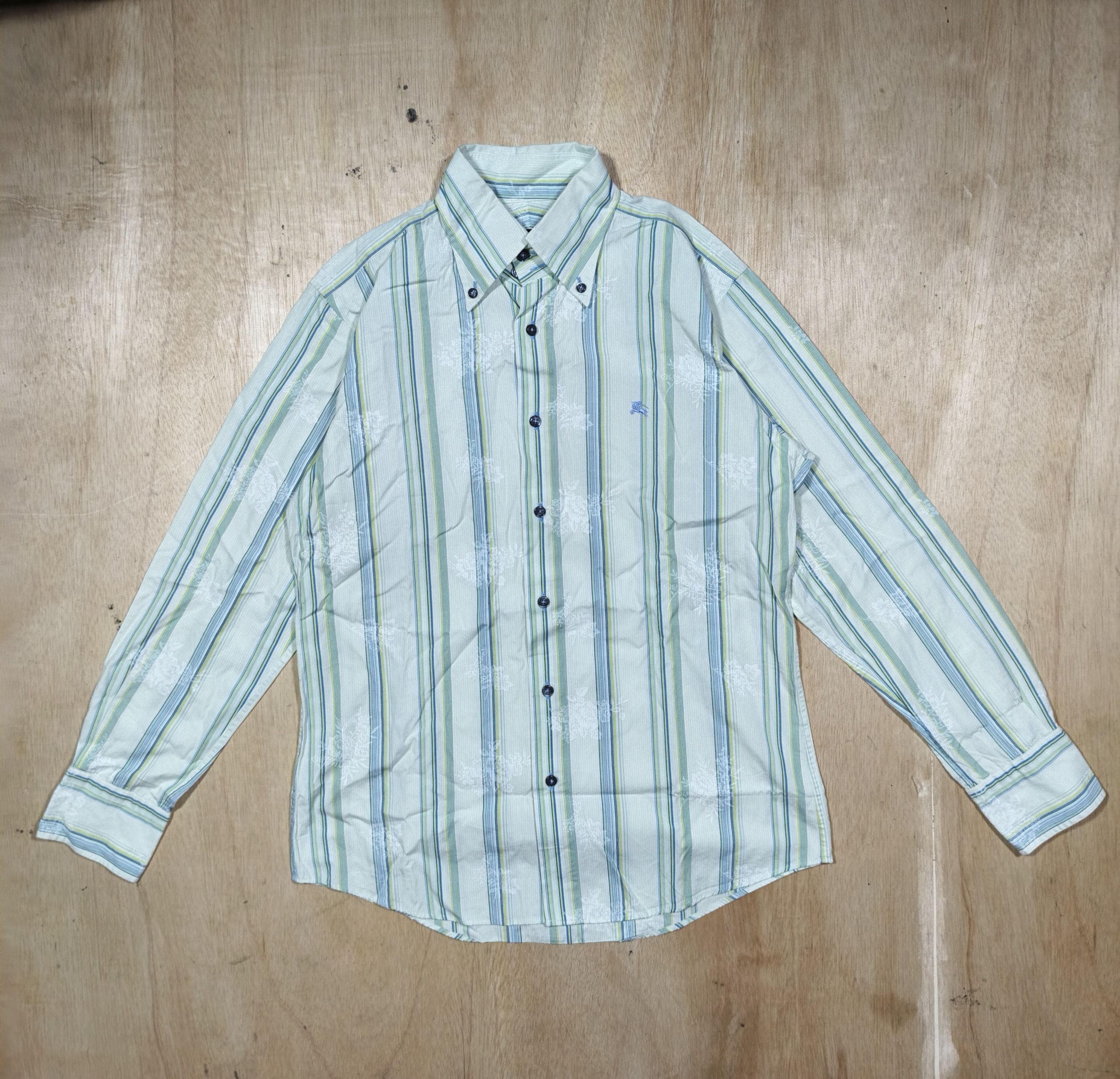 Burberry BURBERRY BLACK LABEL Striped Monogram Floral Button Down Size US L / EU 52-54 / 3 - 1 Thumbnail