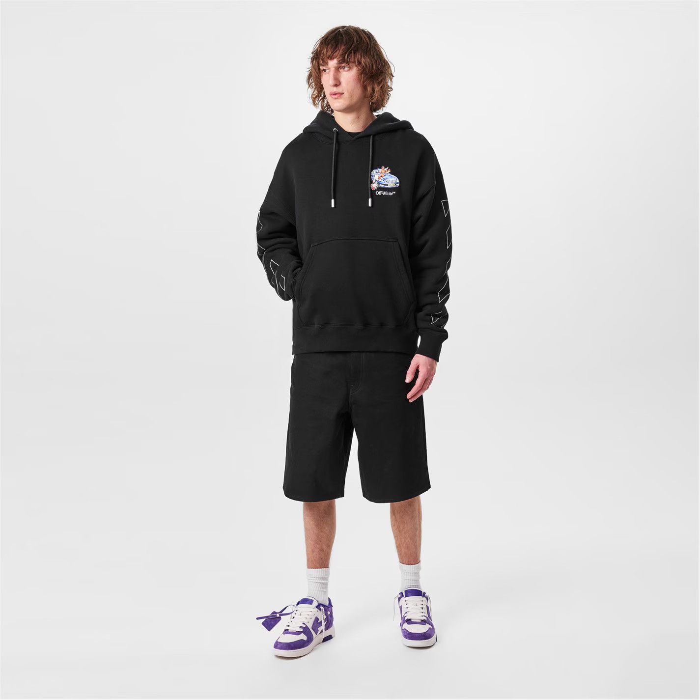 Off-White o1g2r1mq0226 Fresco Pull Over Hoodie In Black Size US L / EU 52-54 / 3 - 6 Thumbnail
