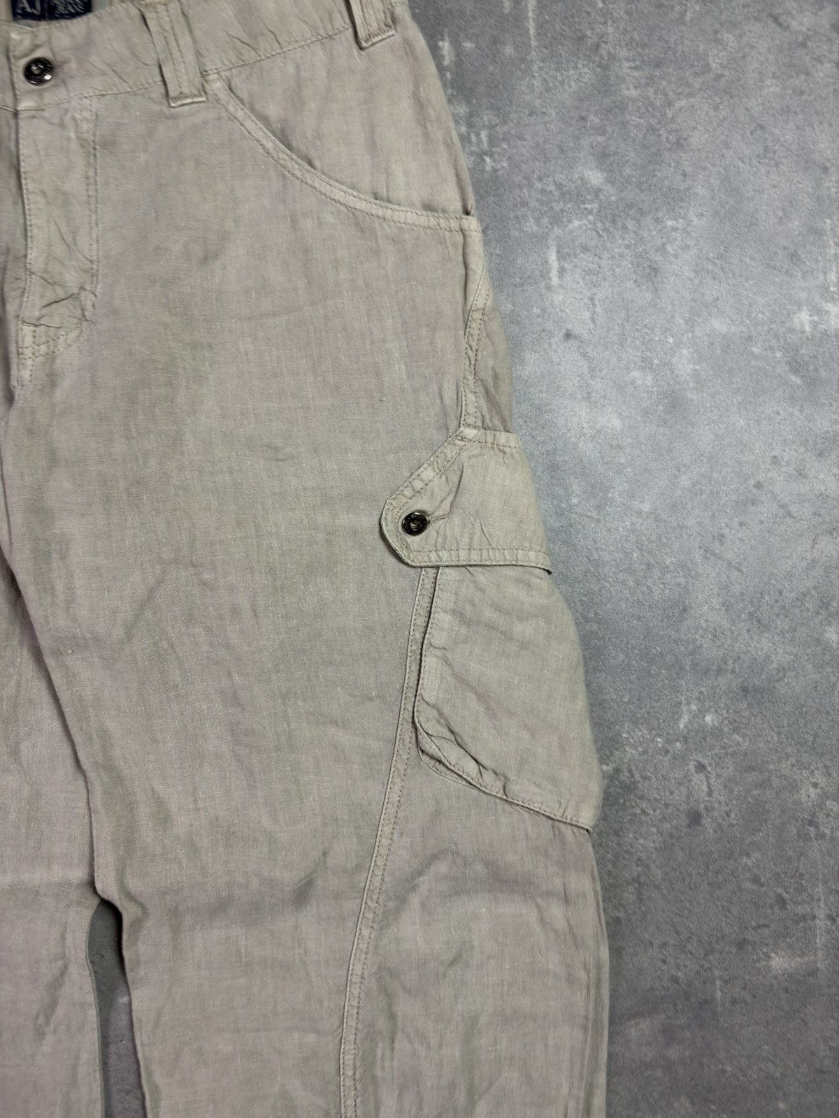 Armani 00s Armani Jeans Linen Flared Wide Leg Assymetrical Pants 32 Size US 32 / EU 48 - 5 Thumbnail